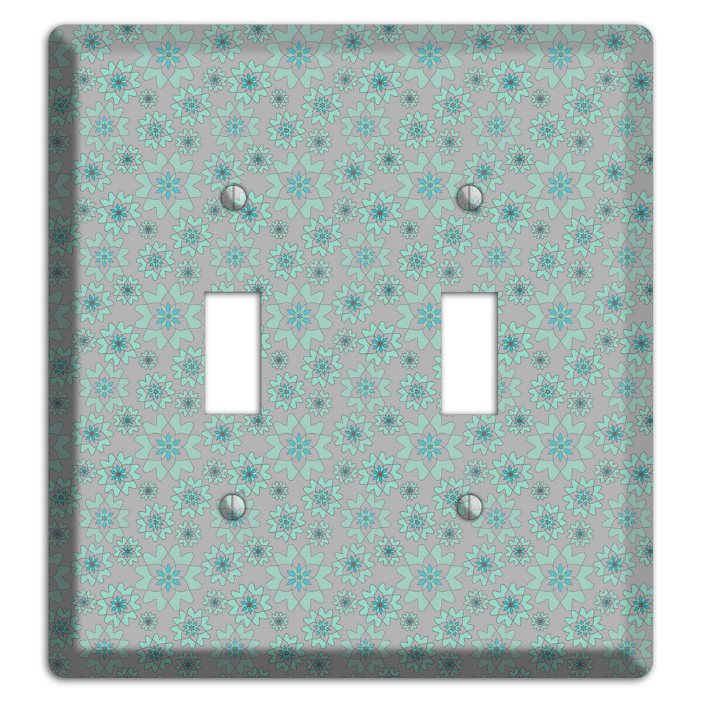 Grey with Tiny Aqua Retro Suzani 2 2 Toggle Wallplate