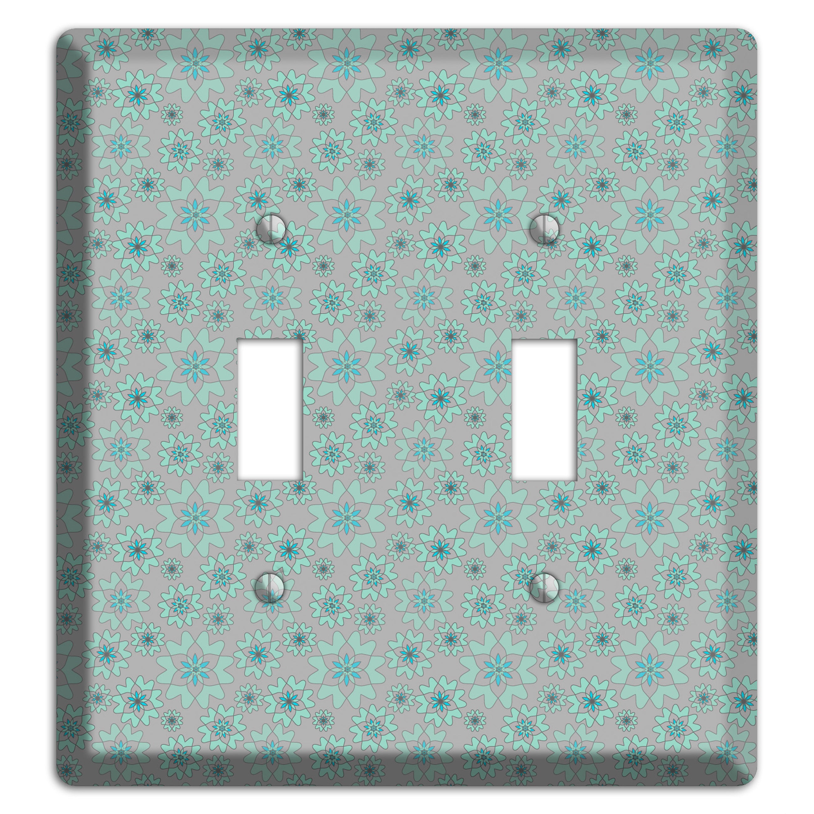 Grey with Tiny Aqua Retro Suzani 2 2 Toggle Wallplate