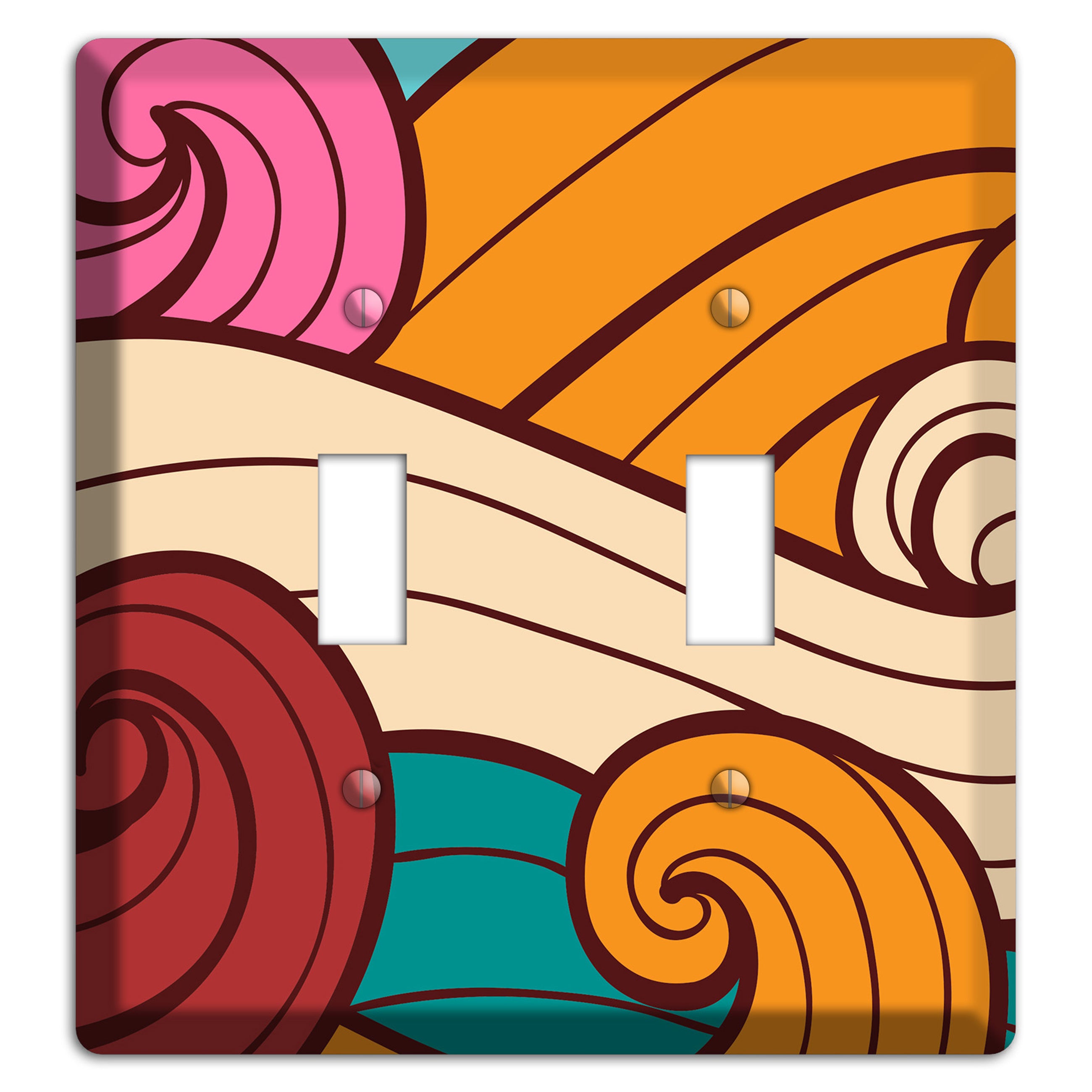 Abstract Curl Red & Cream 2 Toggle Wallplate
