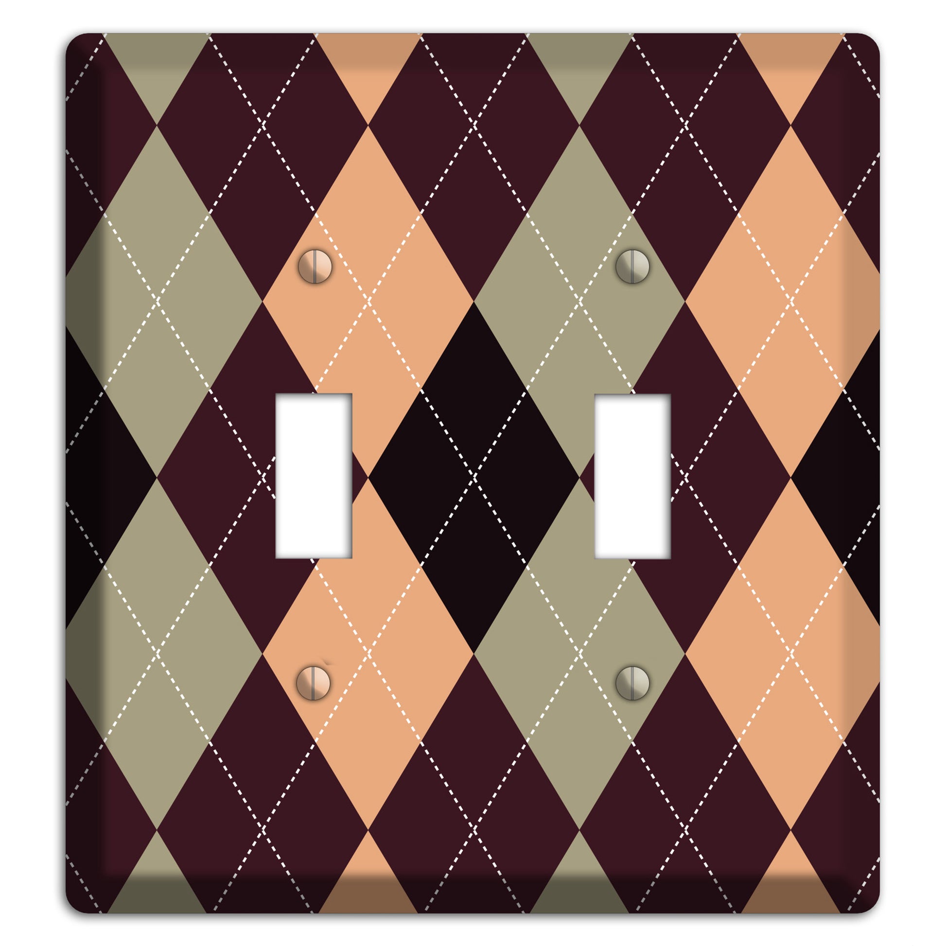 Beige and Brown Argyle 2 Toggle Wallplate