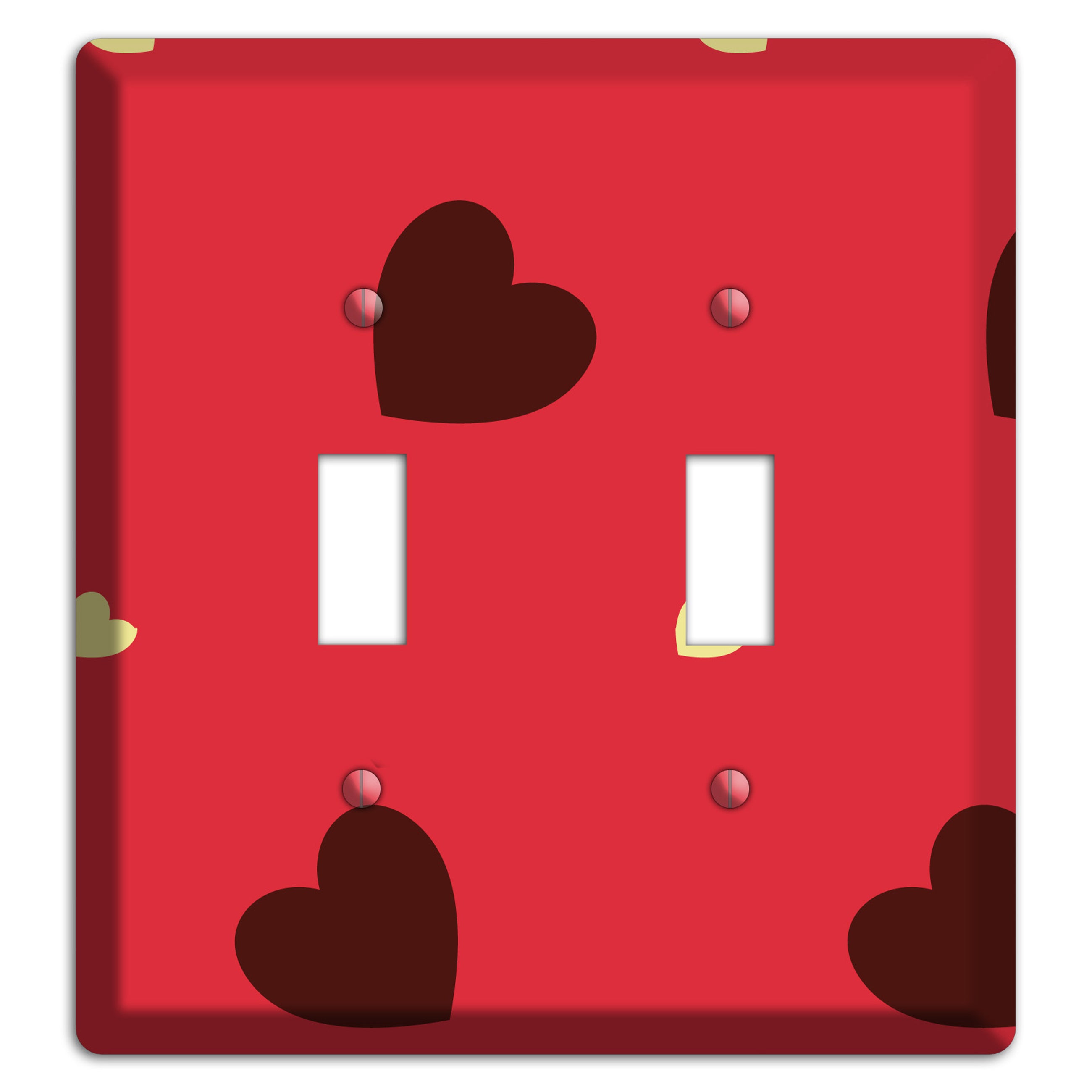Red with Hearts 2 Toggle Wallplate