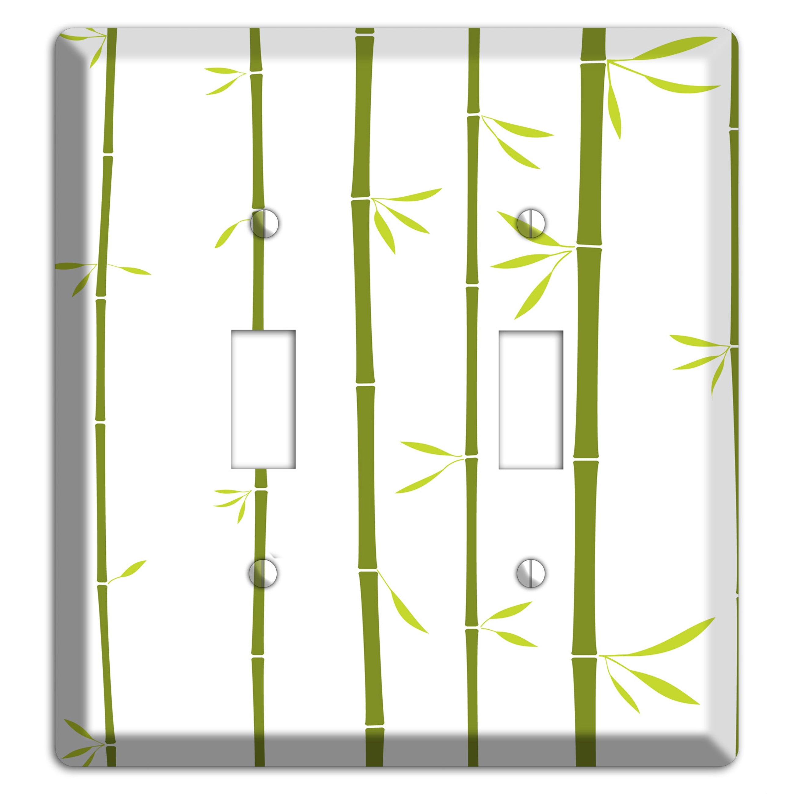 Green And White Bamboo 2 Toggle Wallplate