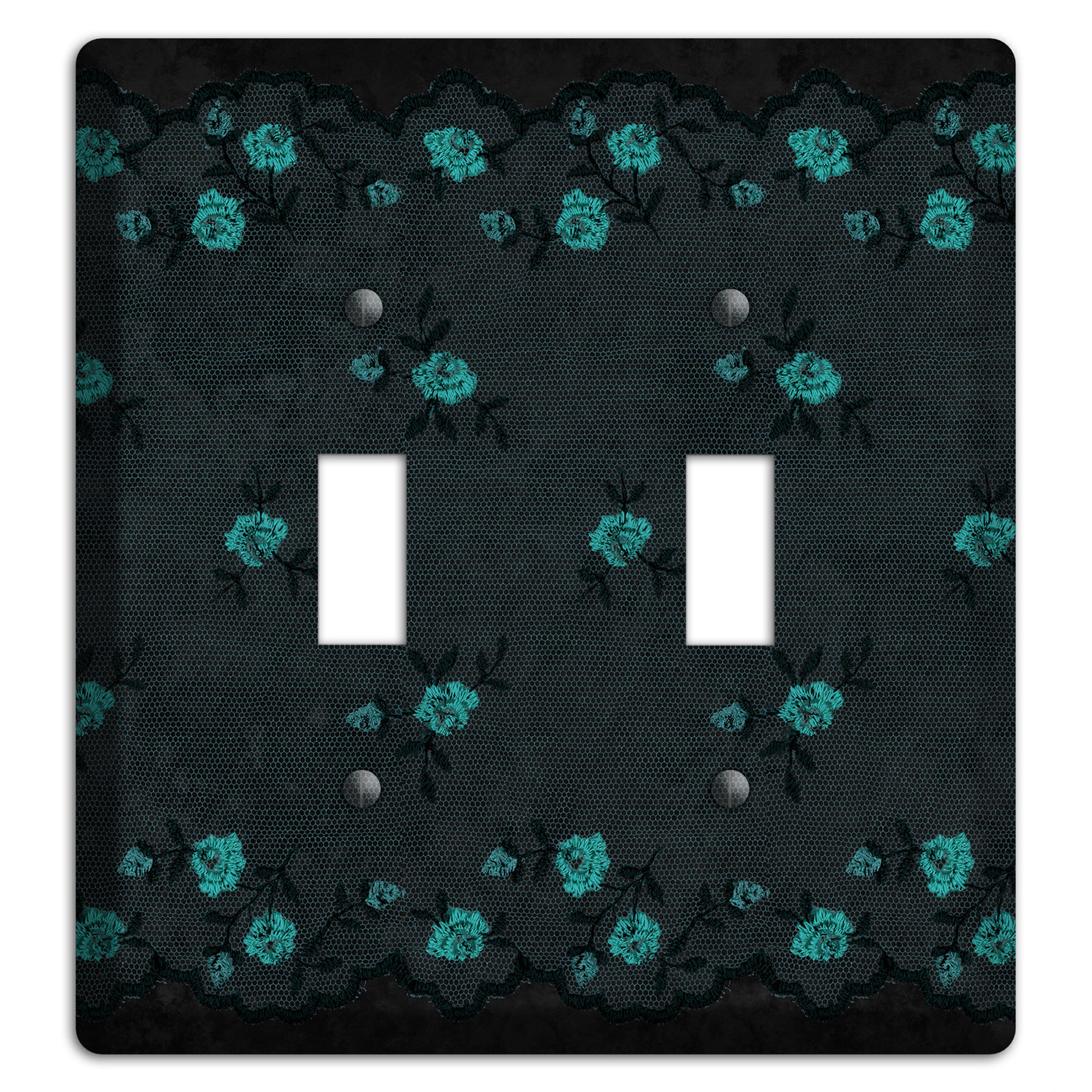 Embroidered Floral Black 2 Toggle Wallplate