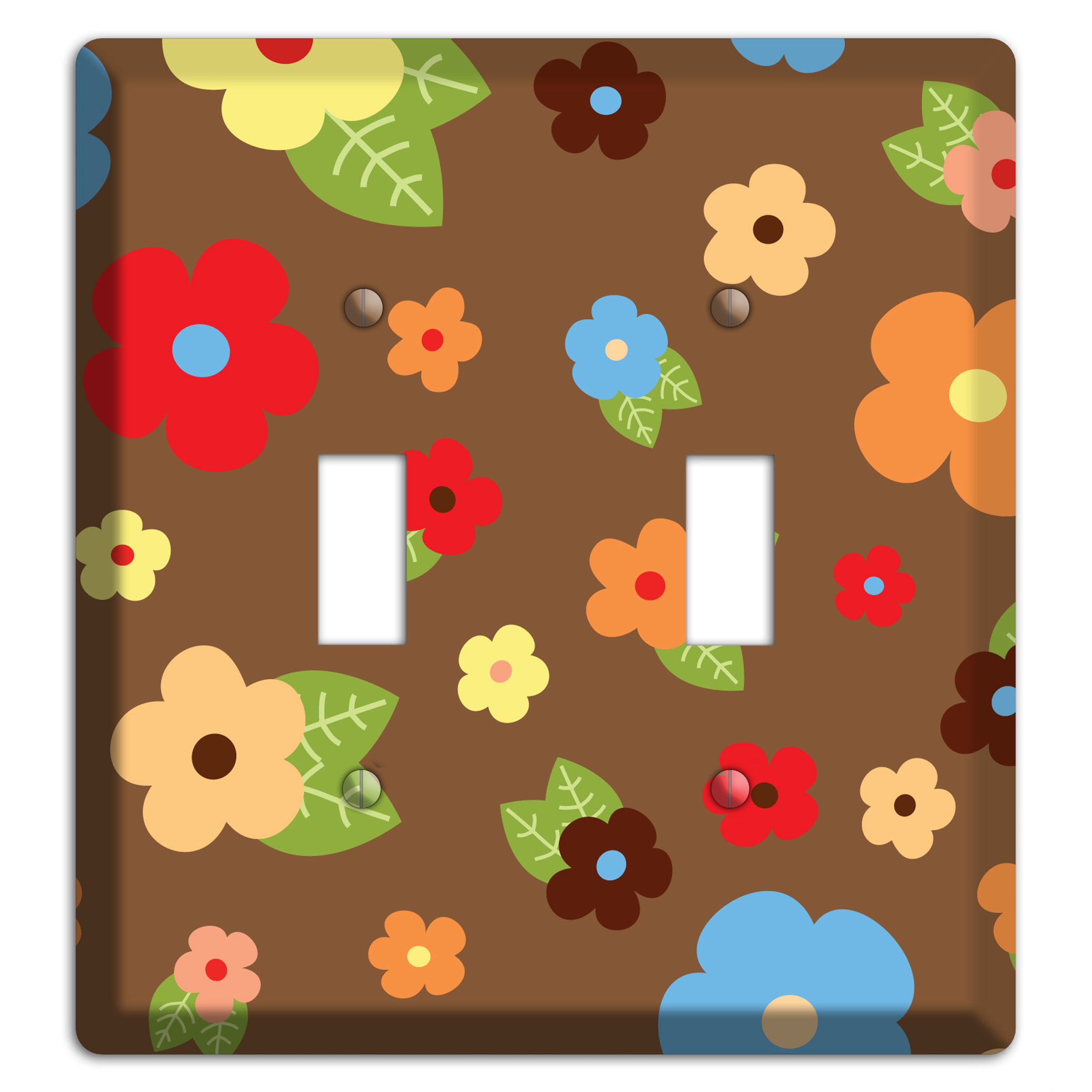 Brown Delicate Flowers 2 Toggle Wallplate