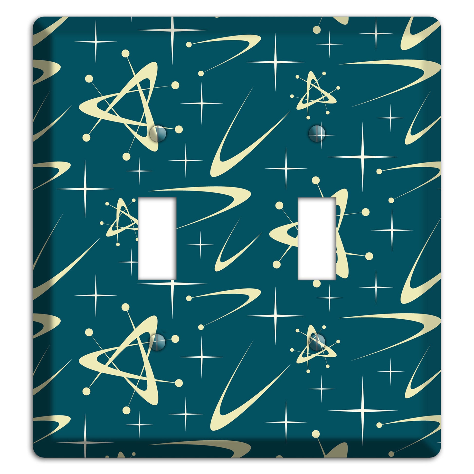 Teal and Yellow Atomic 2 Toggle Wallplate