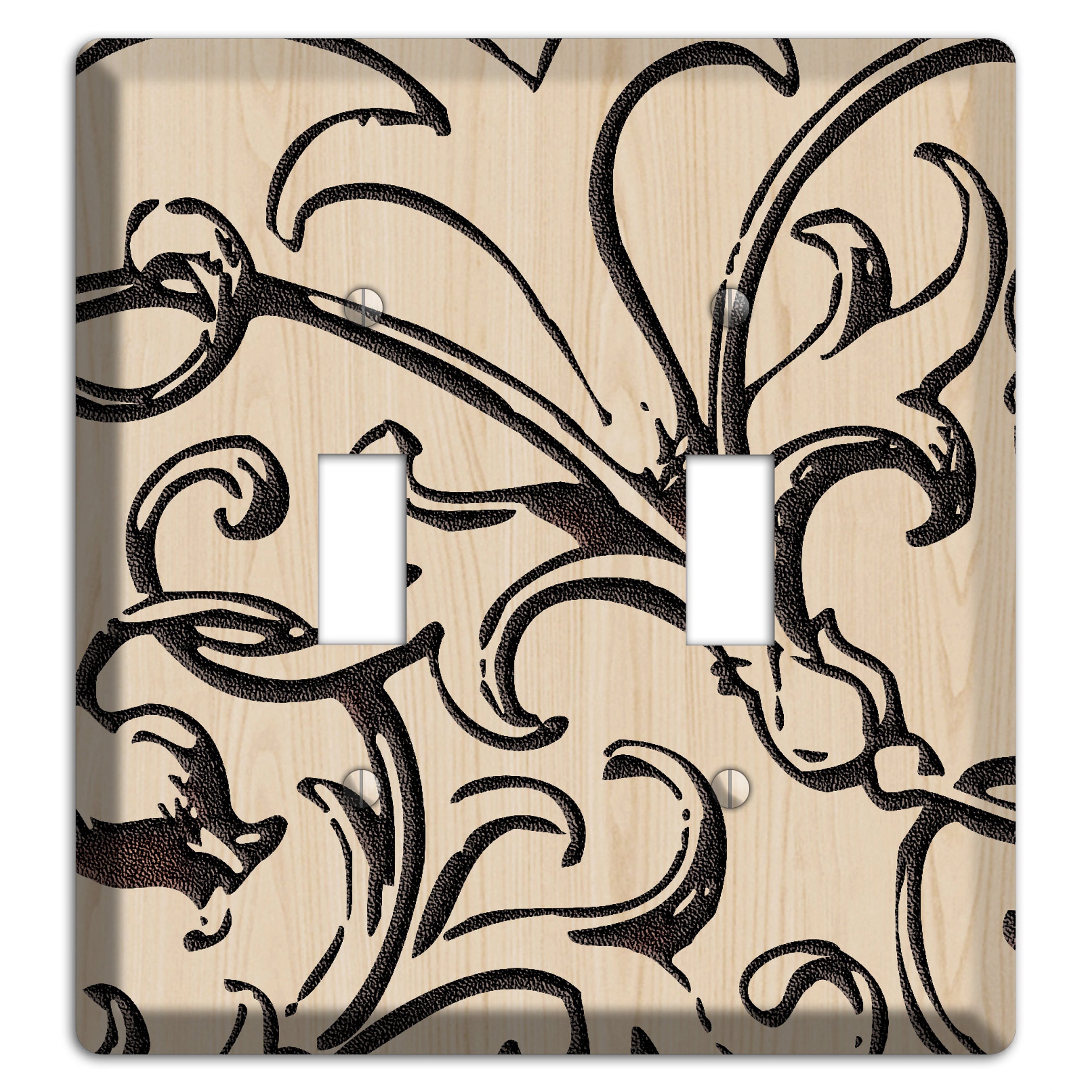 Victorian Wood Lasered 2 Toggle Wallplate