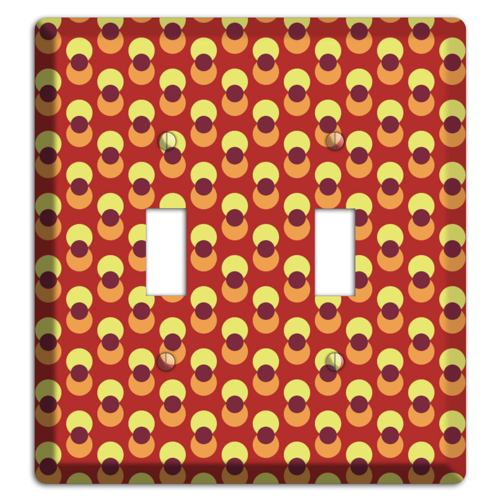 Red Yellow Coral Overlain Dots 2 Toggle Wallplate