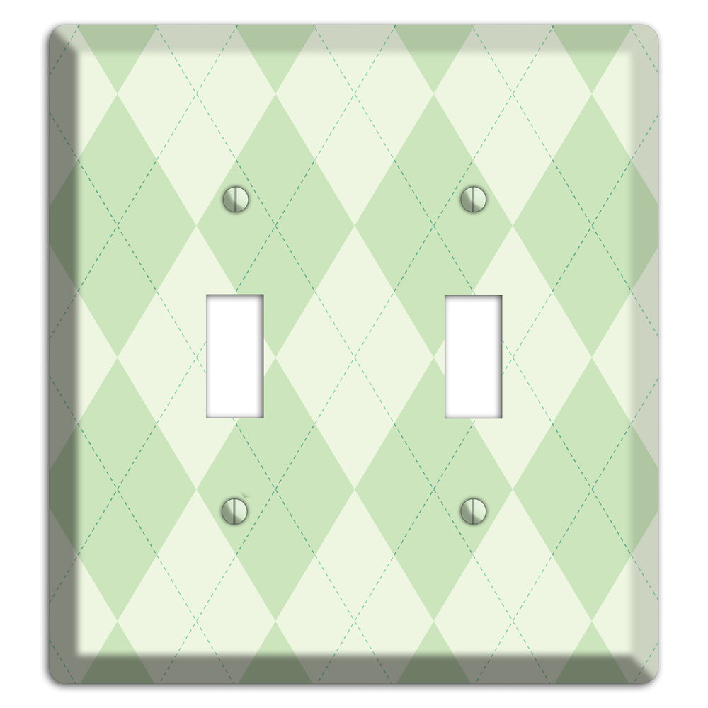 Light Green Argyle 2 Toggle Wallplate