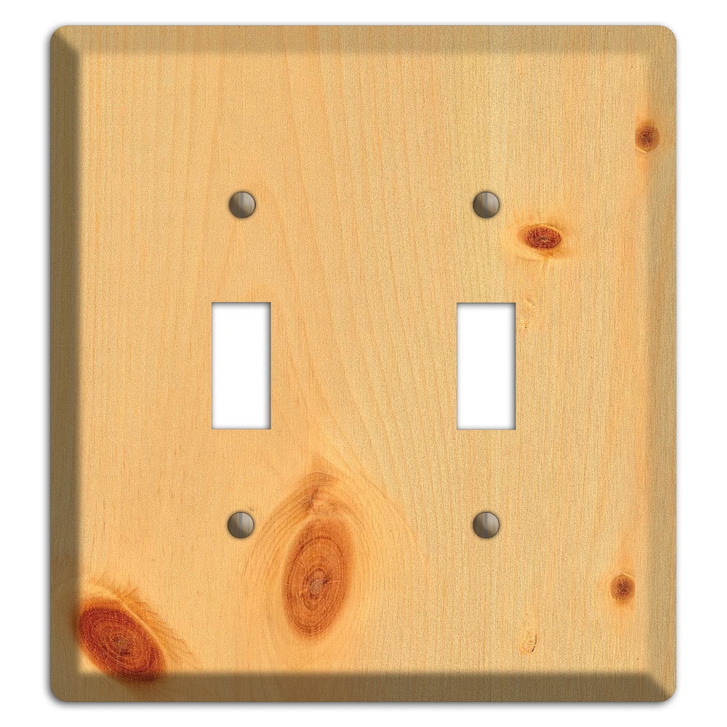 Unfinished Pine Wood Double Toggle Switchplate