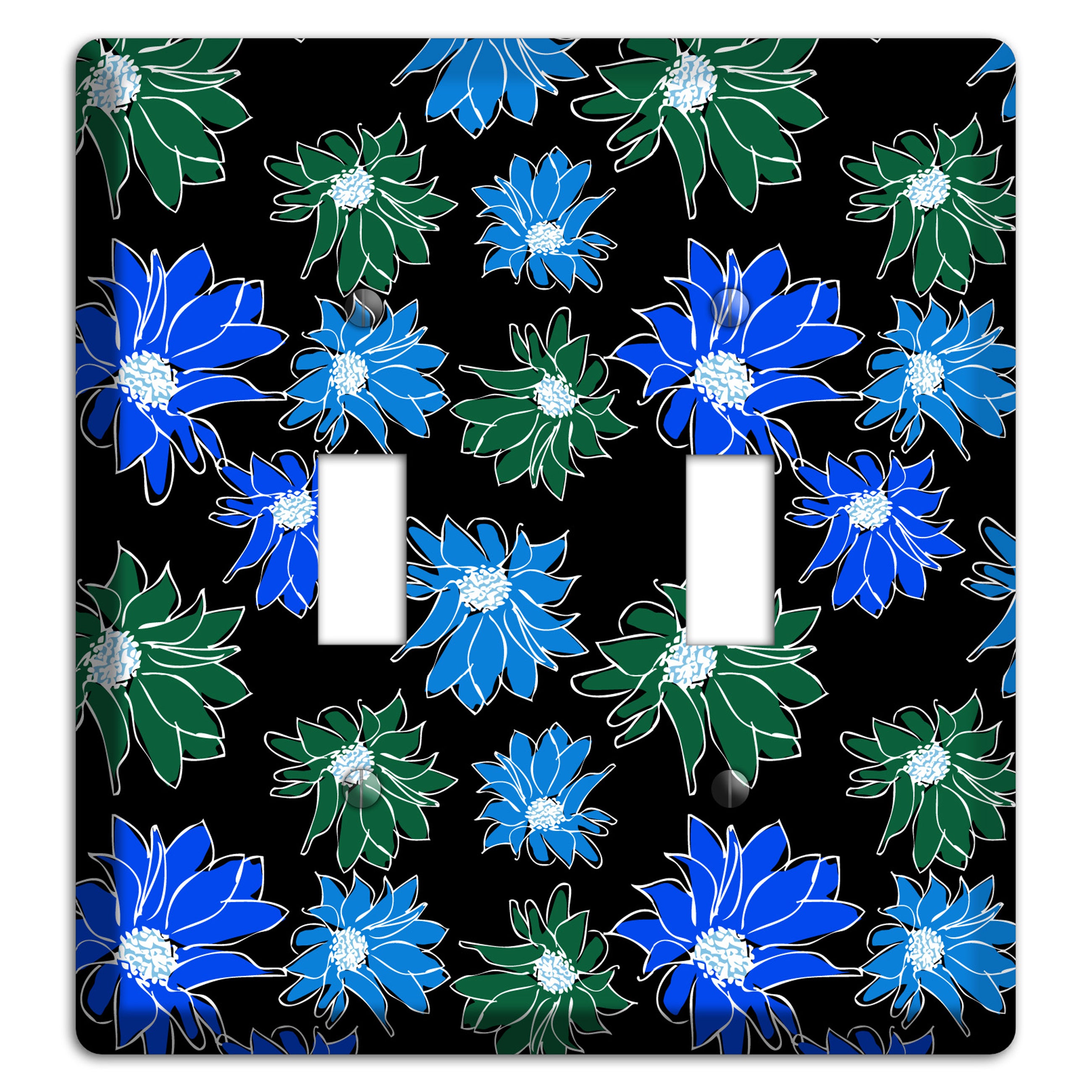 Blue and Green Flowers 2 Toggle Wallplate