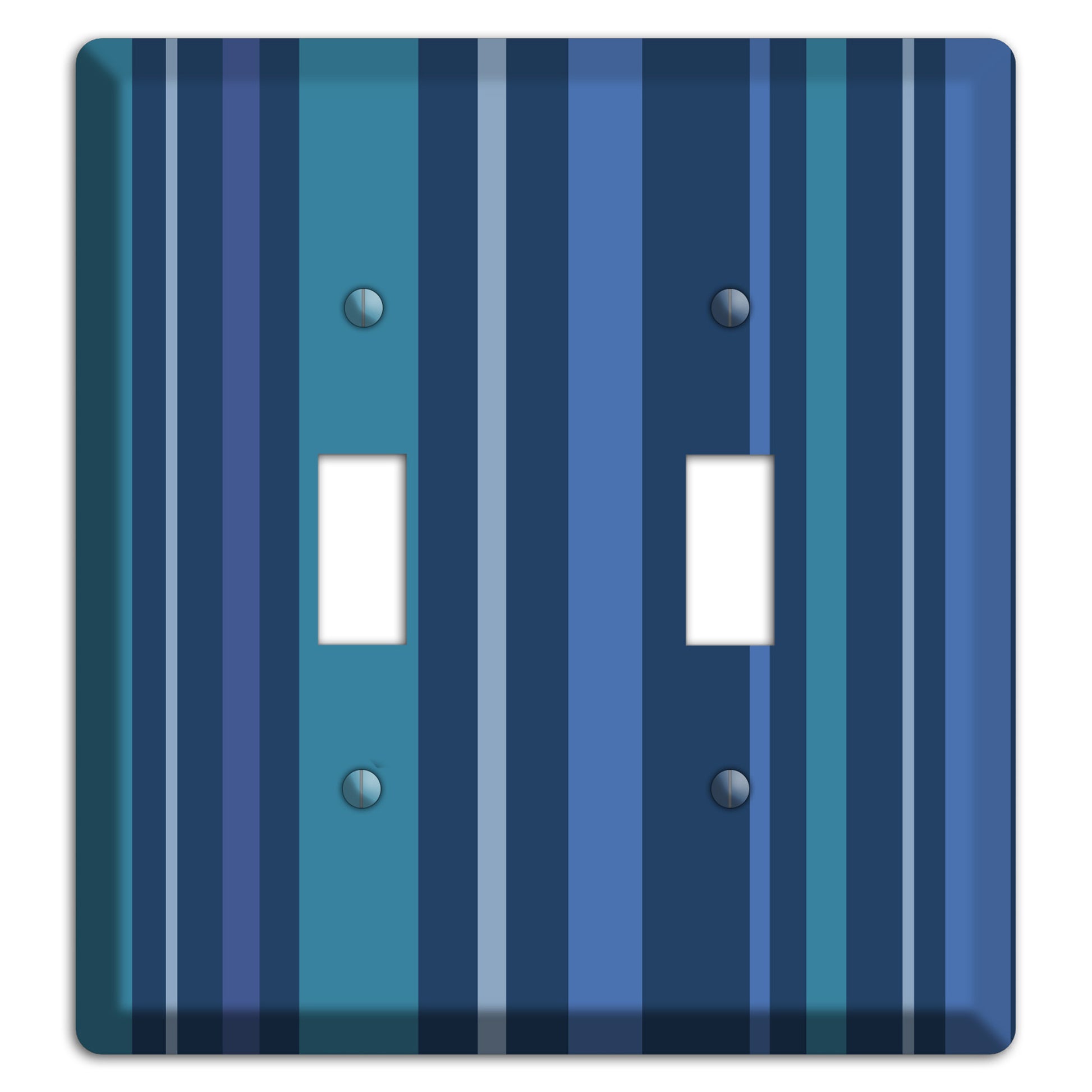 Multi Blue Vertical Stripes 2 Toggle Wallplate