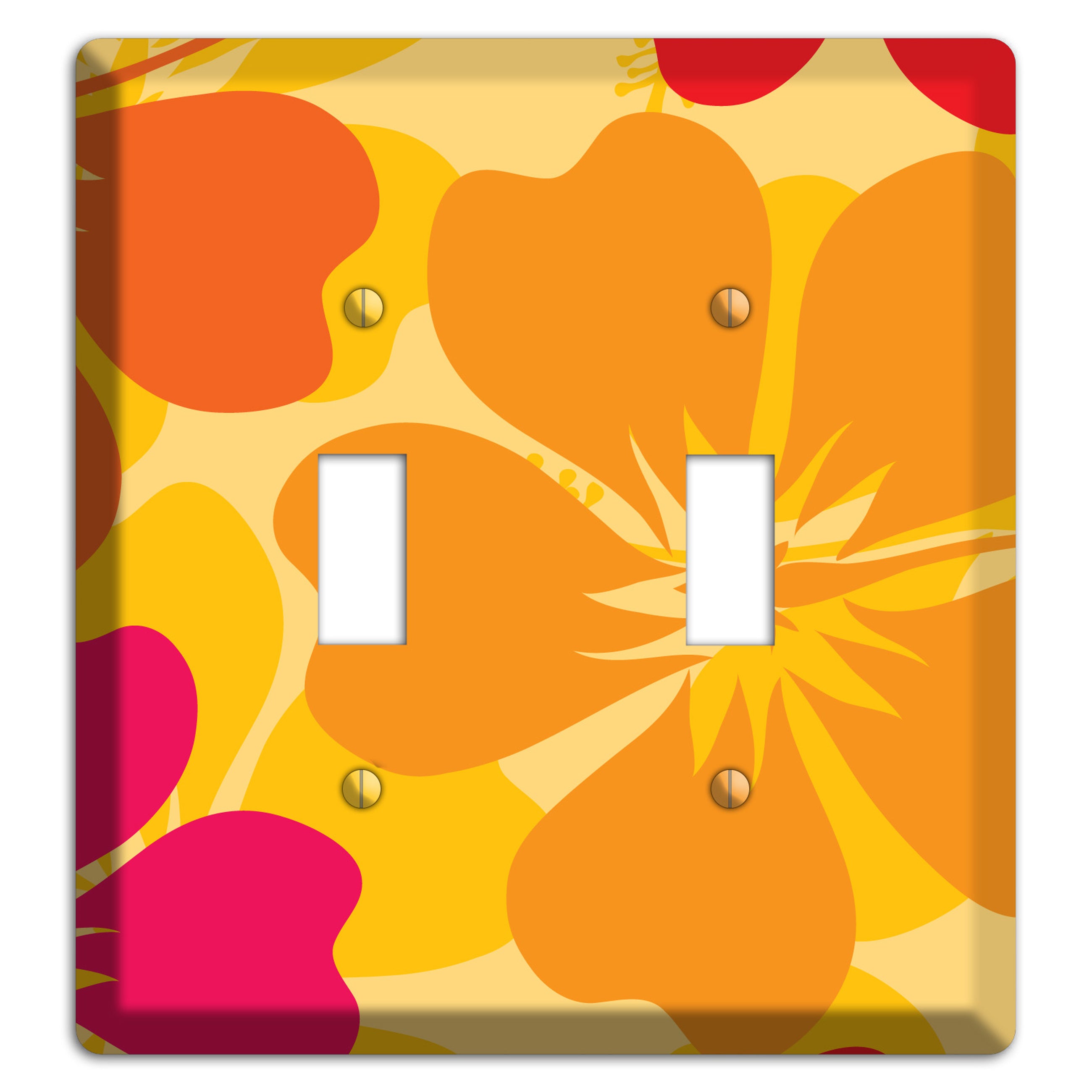 Orange Retro Flowers 2 2 Toggle Wallplate