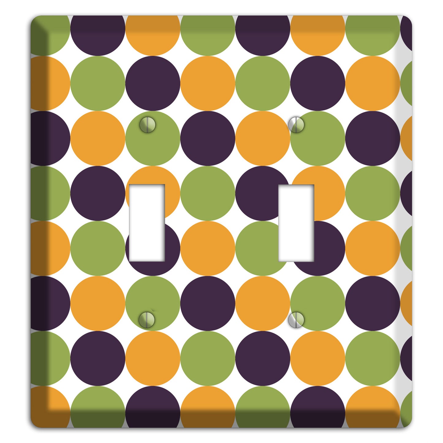 Olive Eggplant Orange Tiled Dots 2 Toggle Wallplate