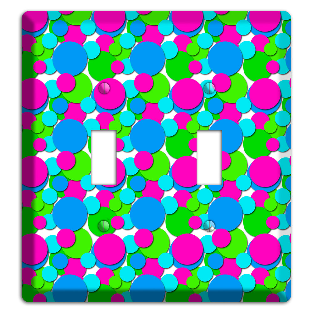 Fuschia Lime Blue Bubble Dots 2 Toggle Wallplate