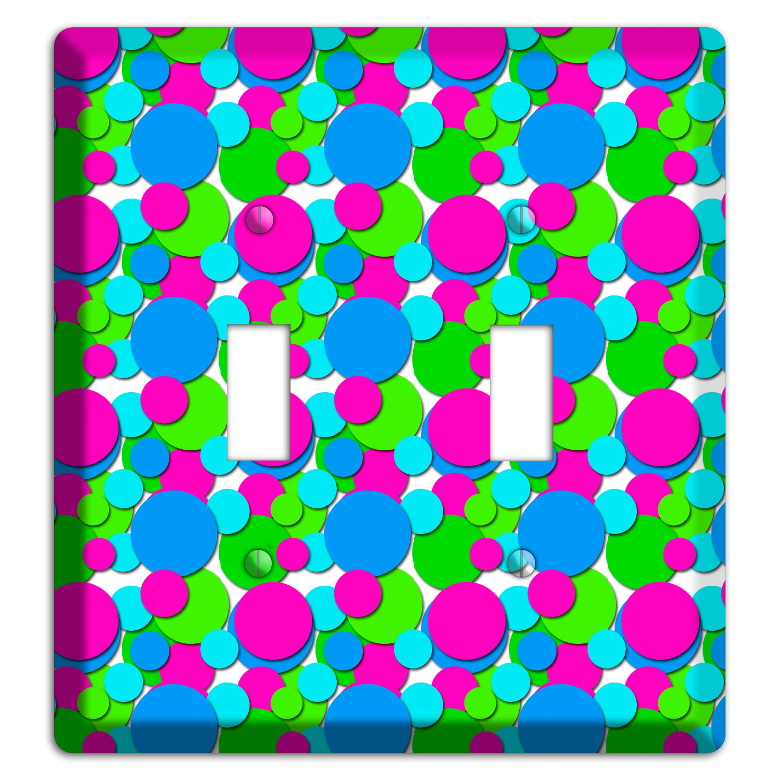 Fuschia Lime Blue Bubble Dots 2 Toggle Wallplate