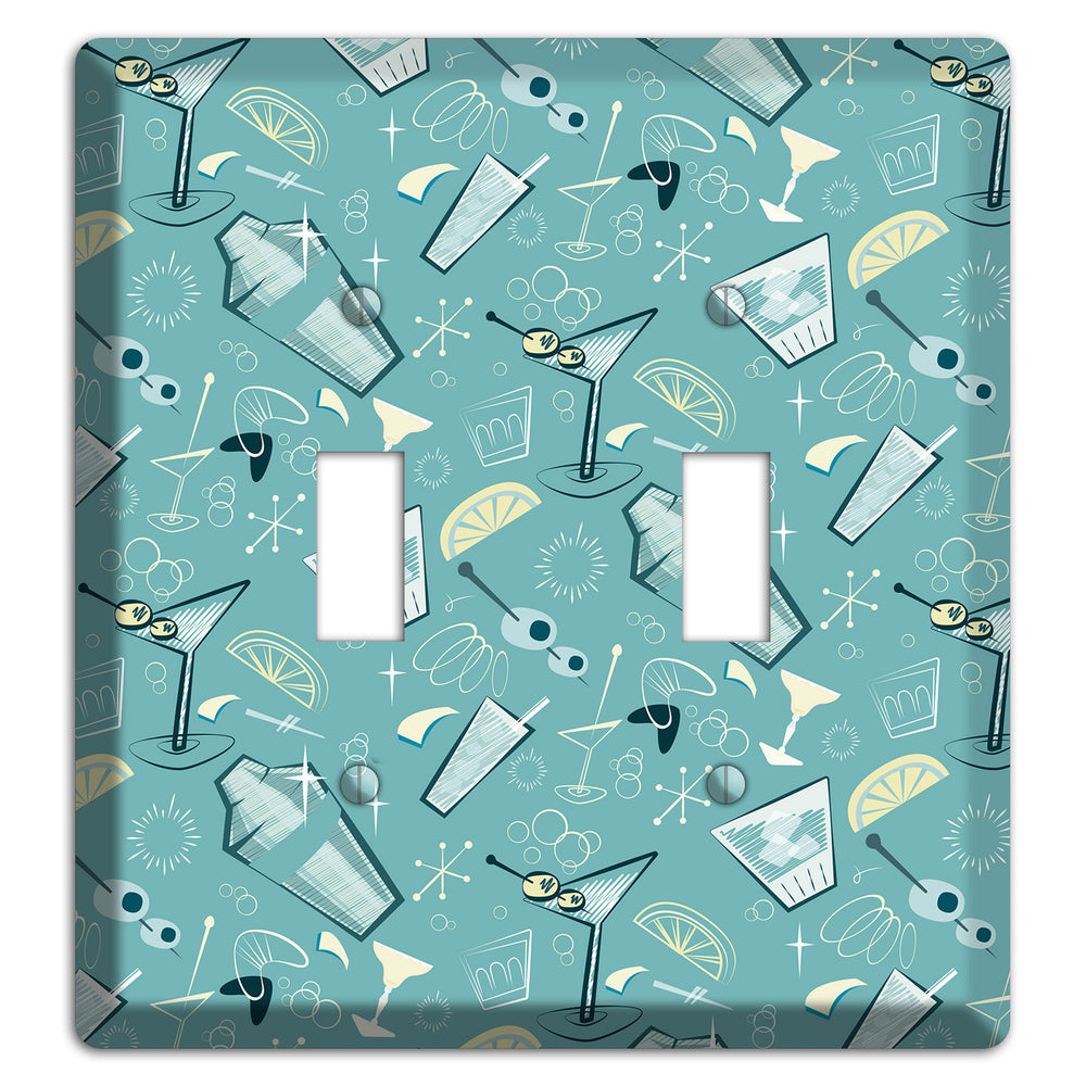Retro Cocktails Teal 2 Toggle Wallplate