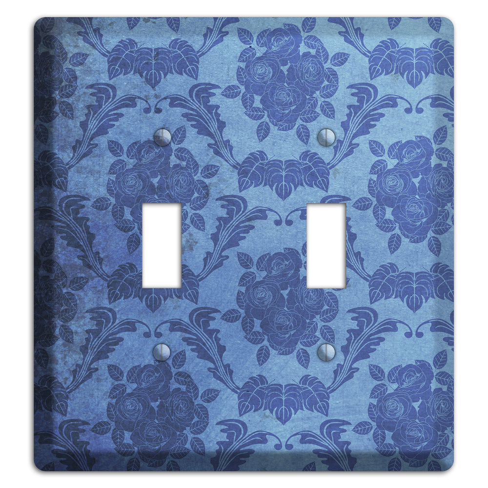 Polo Blue Vintage Rose Damask 2 Toggle Wallplate