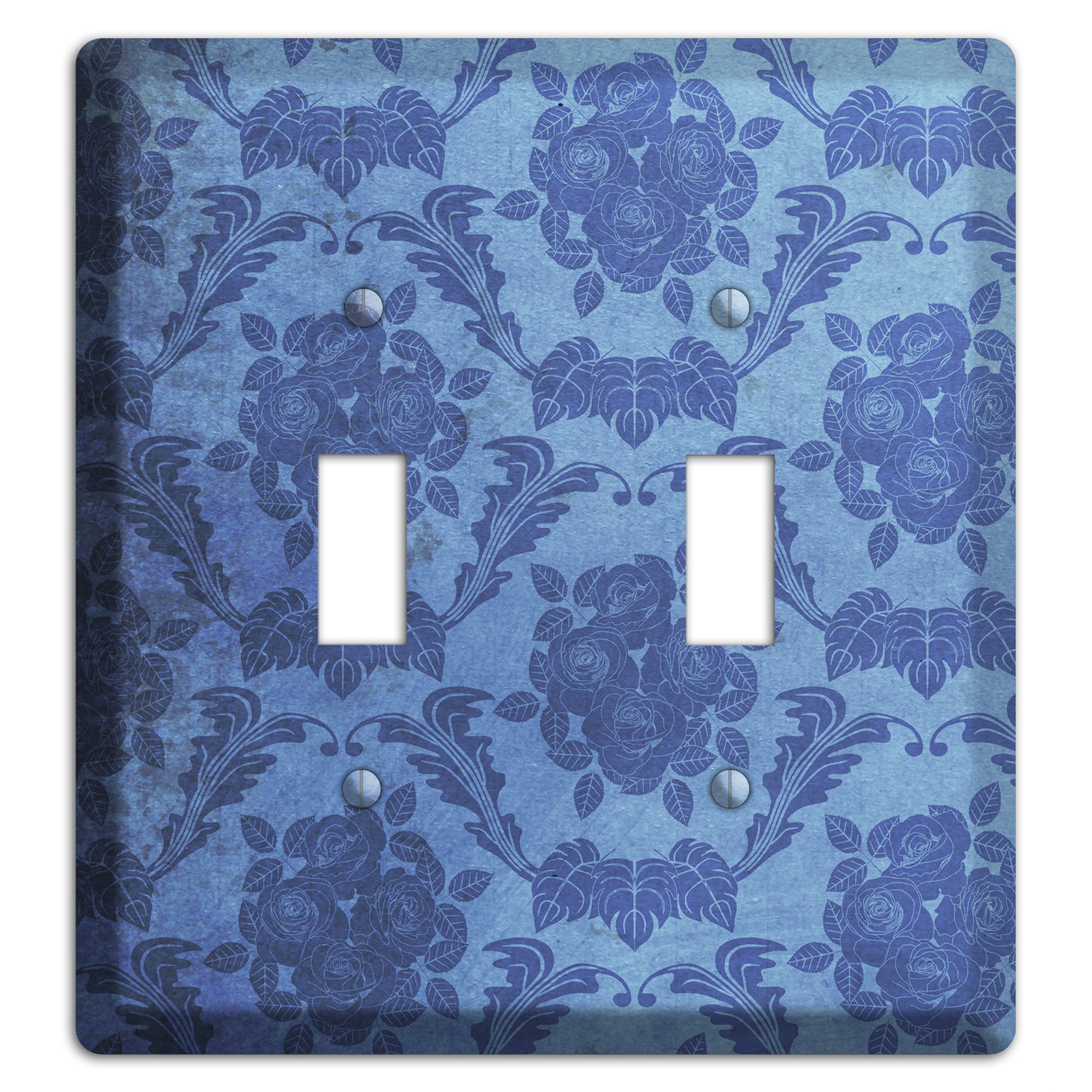 Polo Blue Vintage Rose Damask 2 Toggle Wallplate