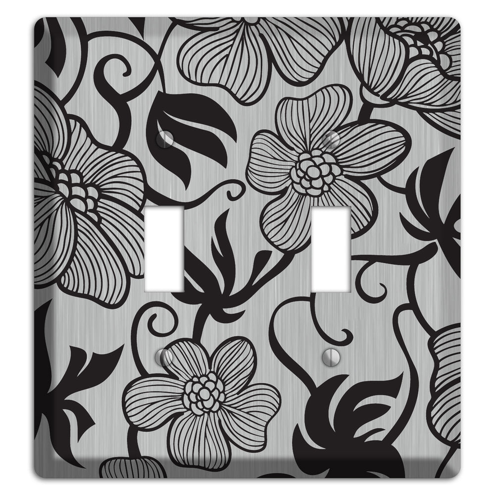 Stainless Steel with Black Tropical 2 Toggle Wallplate
