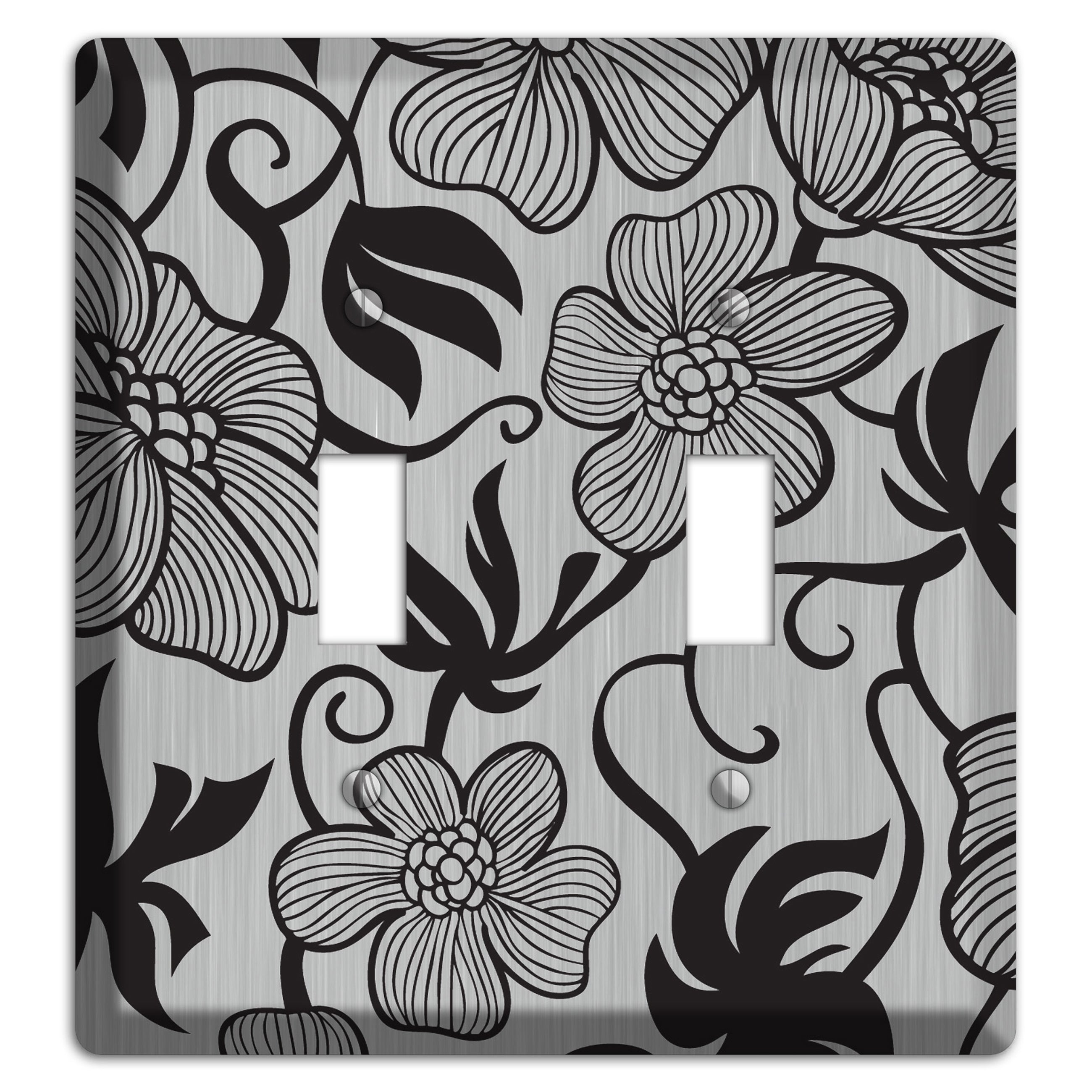 Stainless with Black Tropical 2 Toggle Wallplate