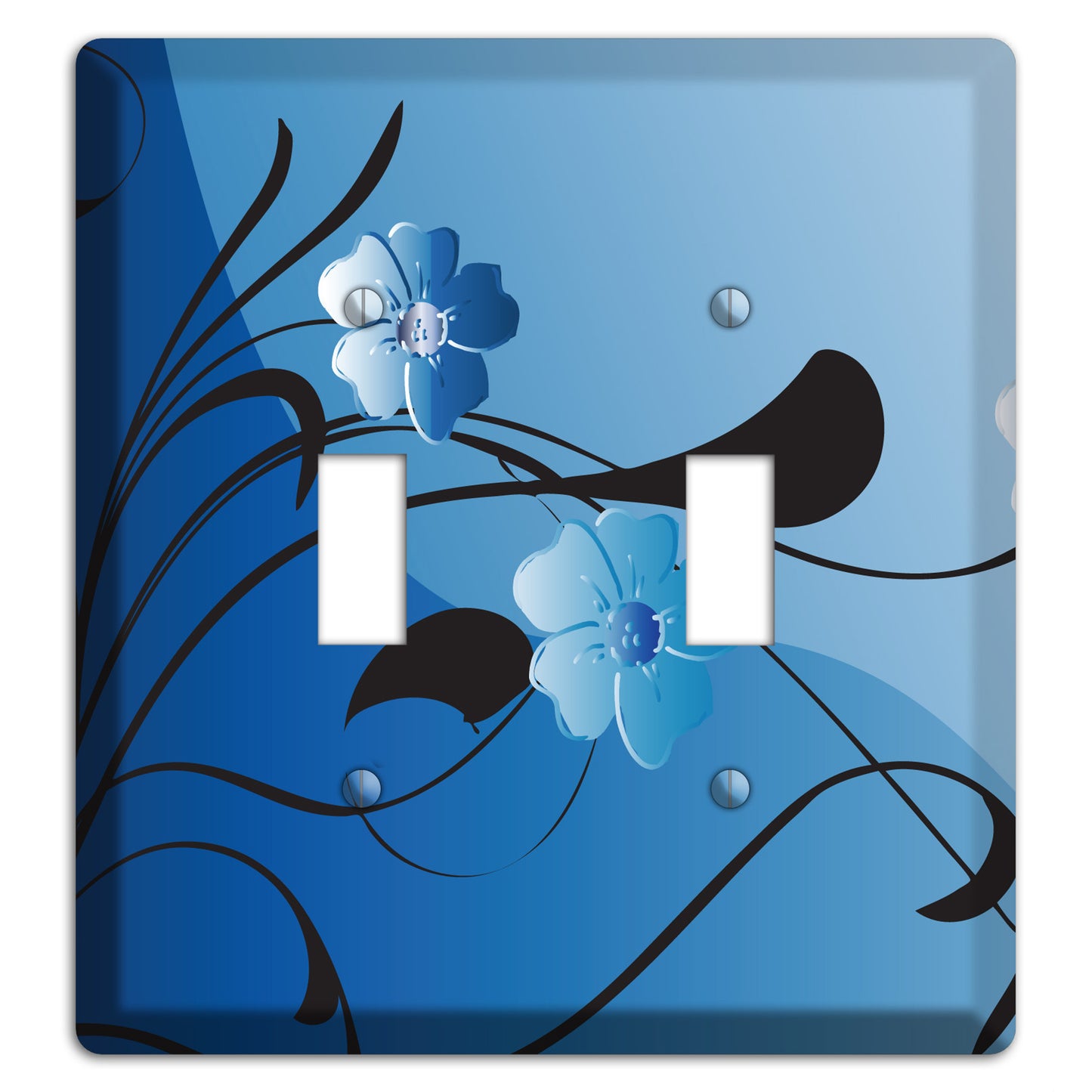 Blue Floral Sprig 2 Toggle Wallplate