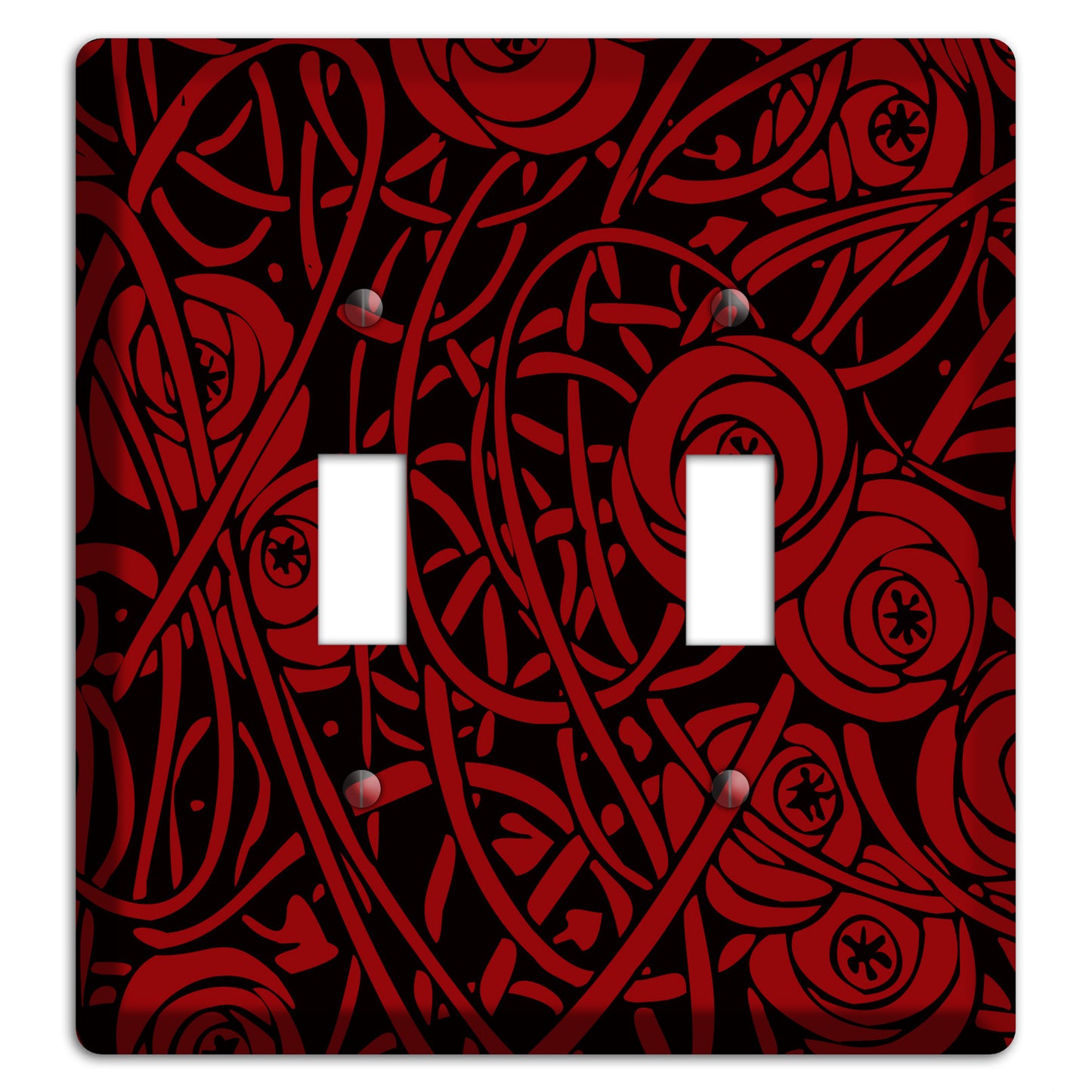 Red Deco Floral 2 Toggle Wallplate
