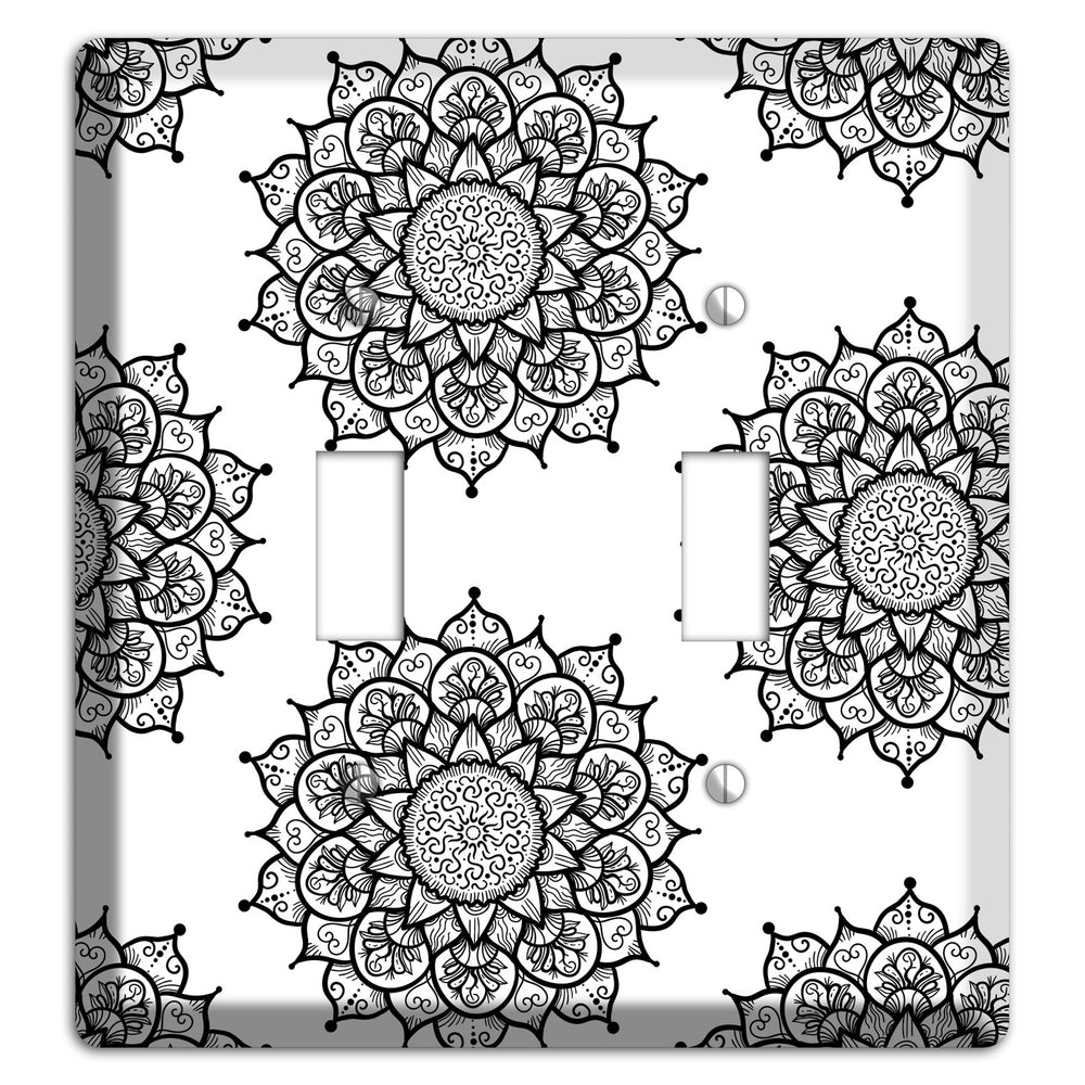 Mandala Black and White Style S Cover Plates 2 Toggle Wallplate