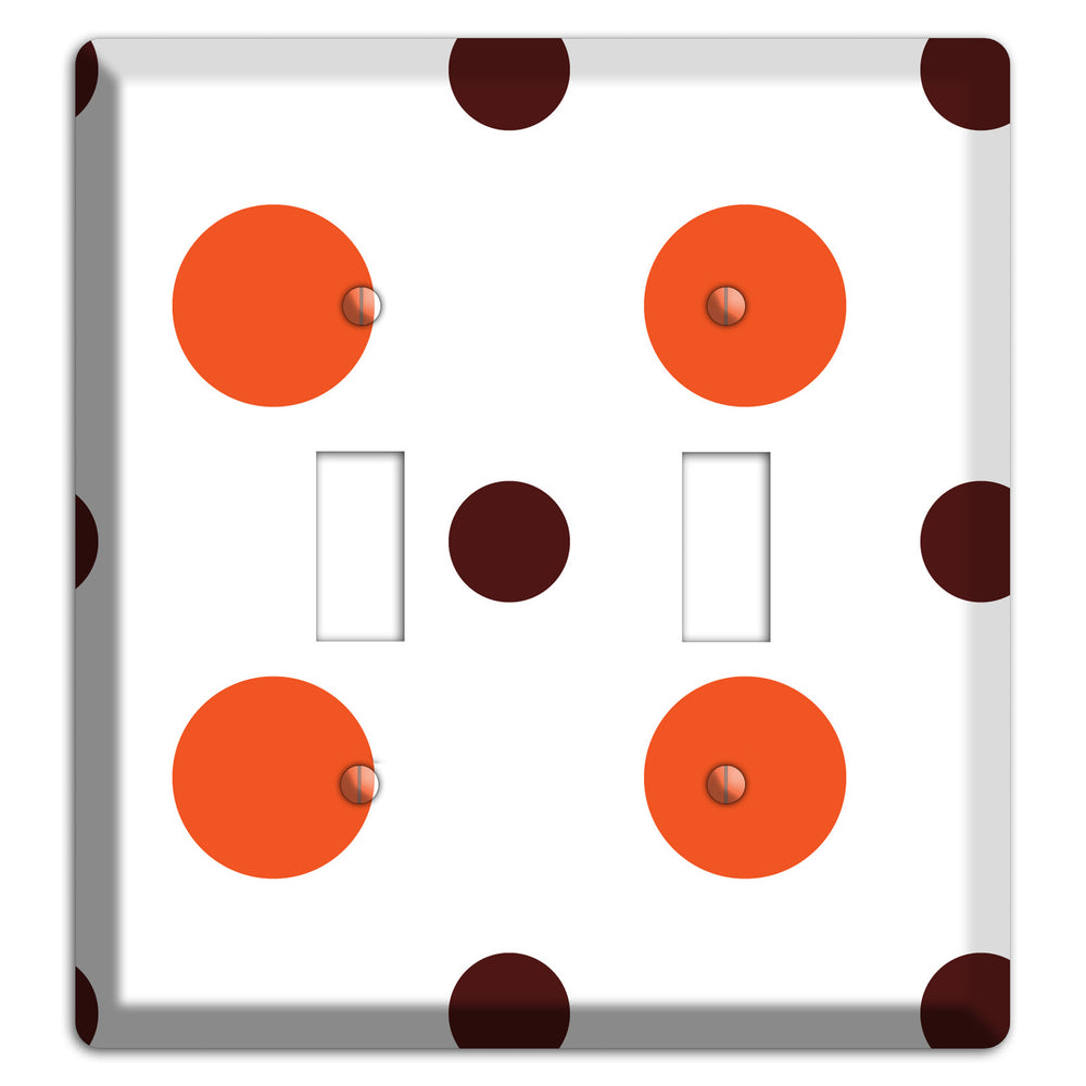 Coral and Brown Multi Medium Polka Dots 2 Toggle Wallplate