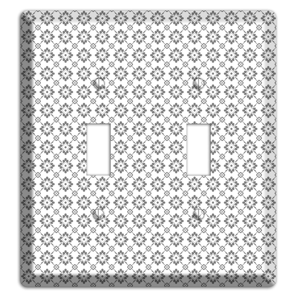 White with Grey Foulard 2 Toggle Wallplate