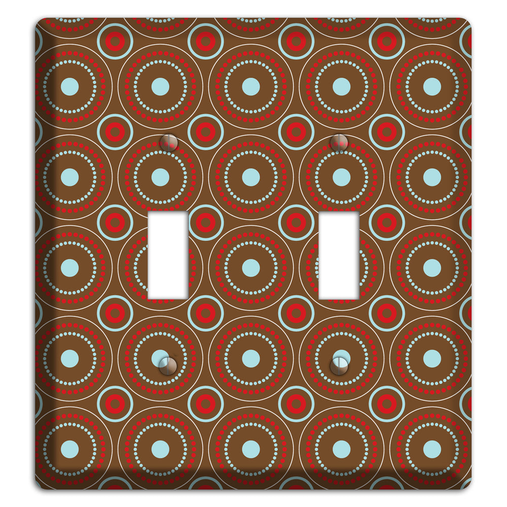 Brown with Red and Dusty Blue Retro Suzani 2 Toggle Wallplate