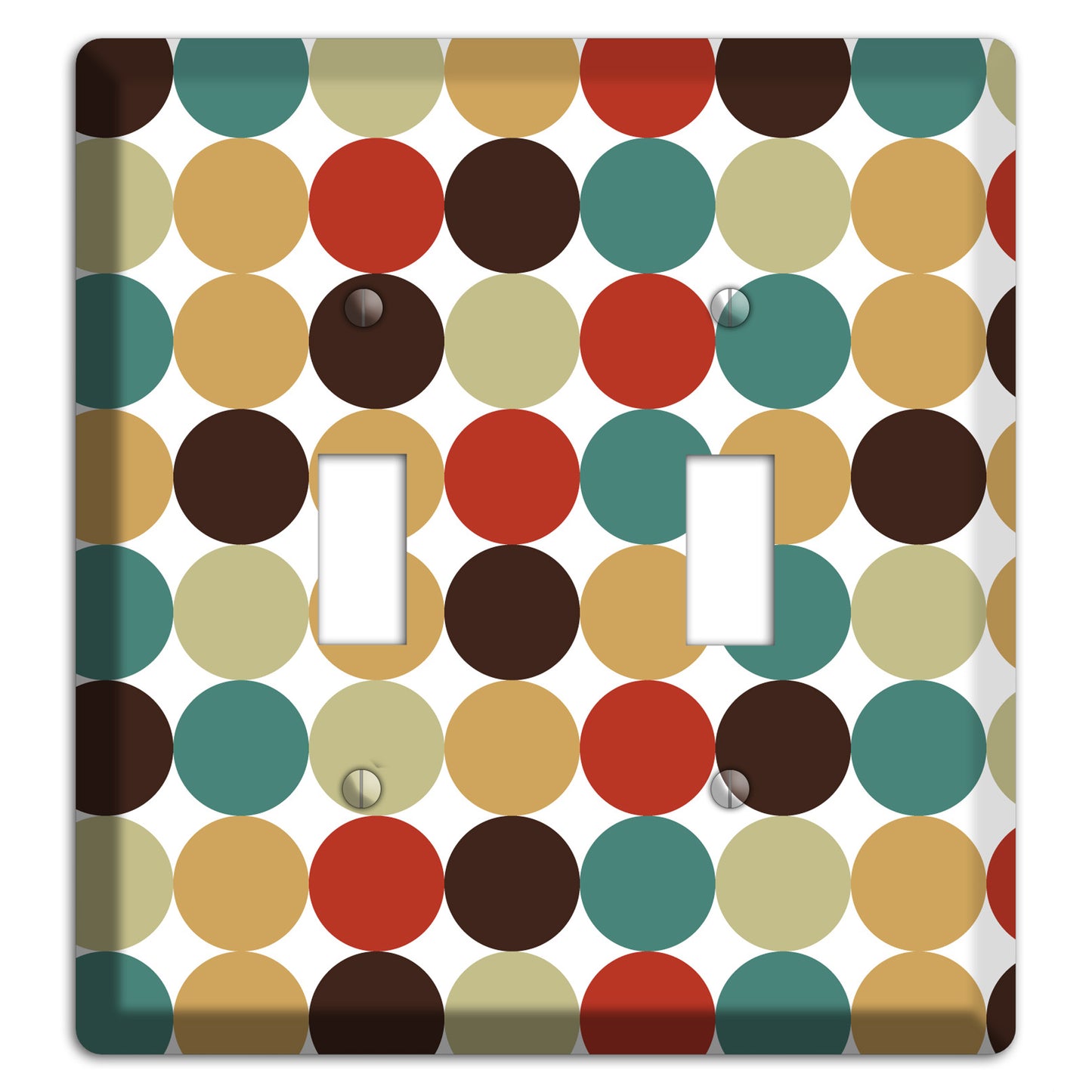 Brown Jade Beige Maroon Tiled Dots 2 Toggle Wallplate