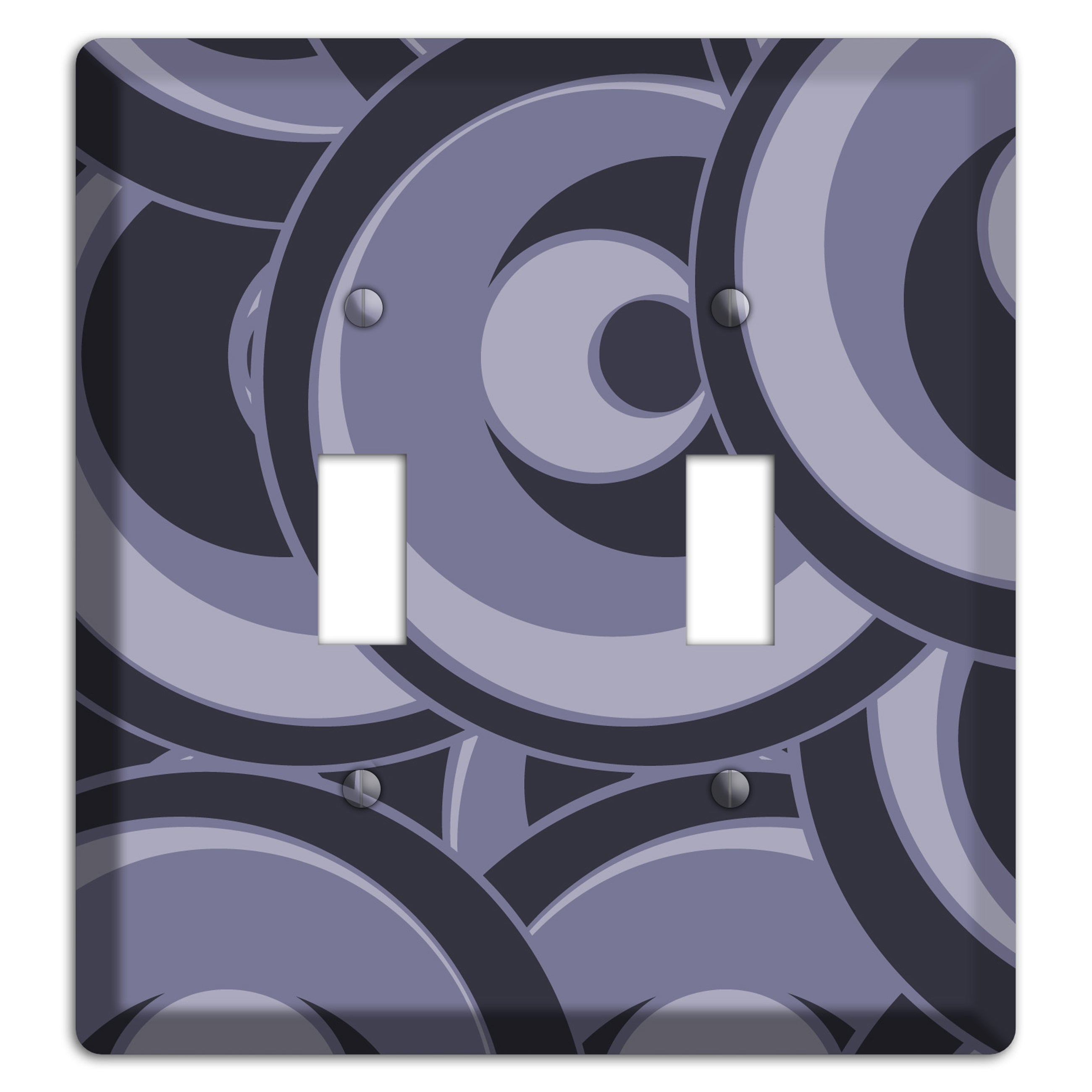 Black and Purple-grey Deco Circles 2 Toggle Wallplate