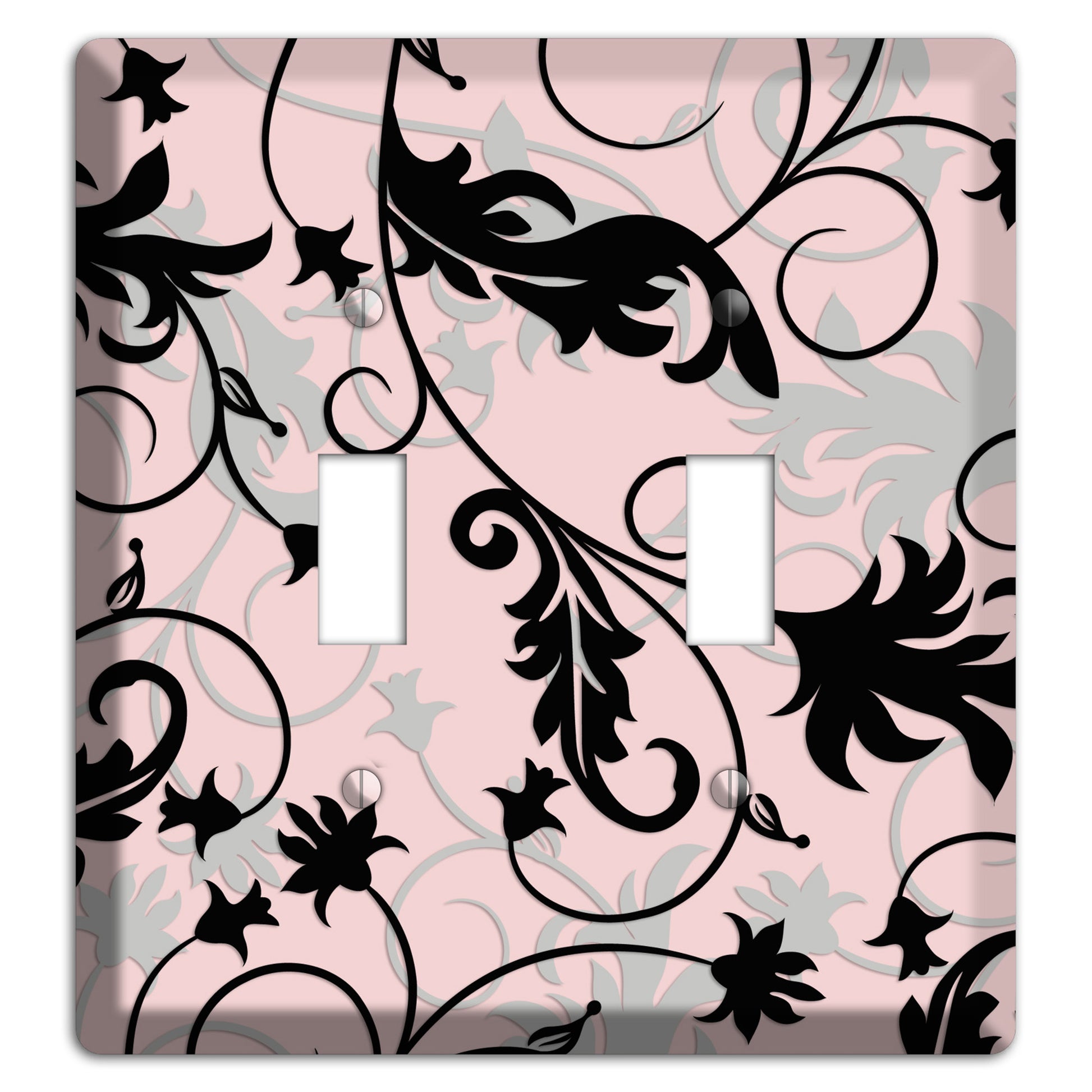 Dusty Pink Grey Black Victorian Sprig 2 Toggle Wallplate