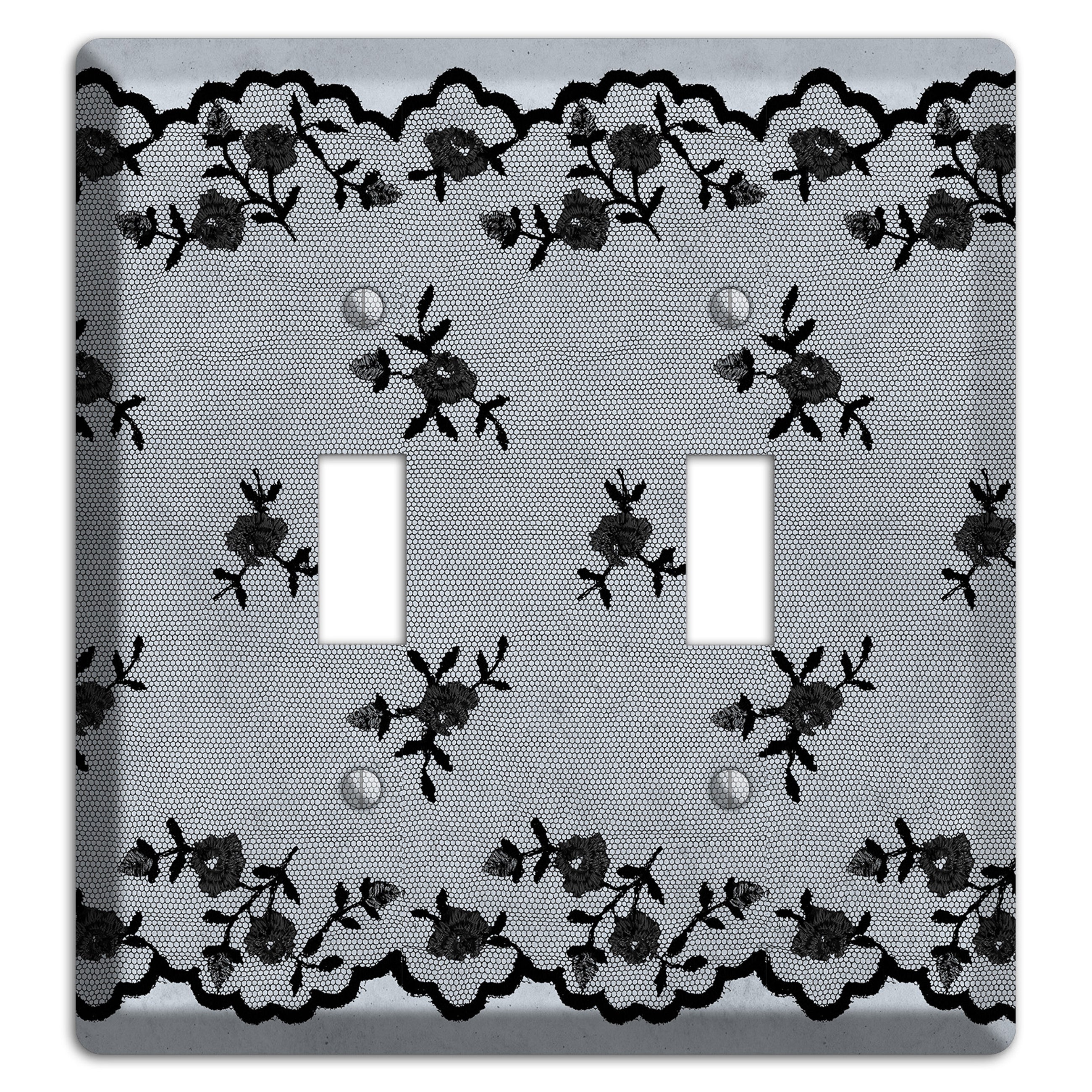 Embroidered Floral Gray 2 Toggle Wallplate
