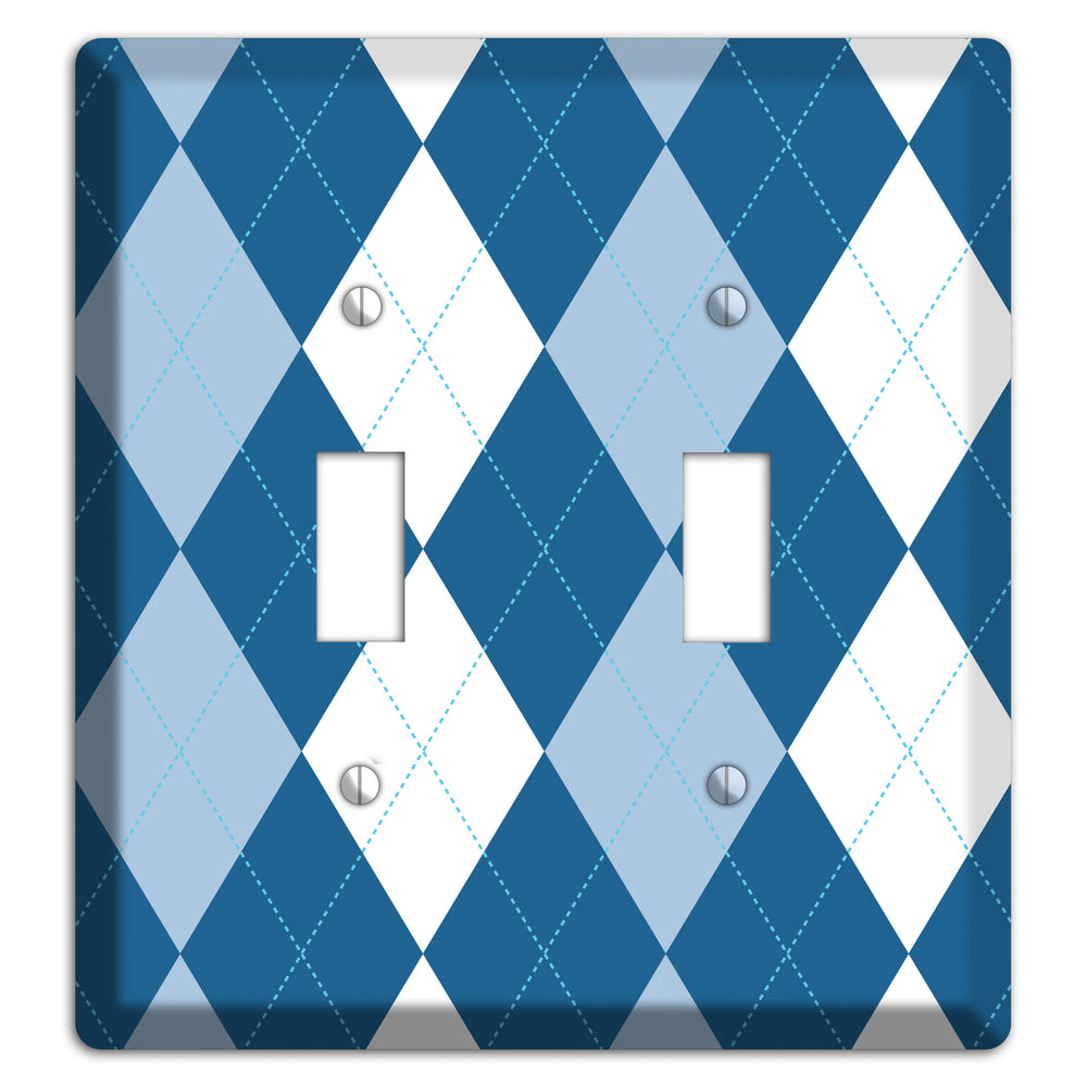 Blue Argyle 2 Toggle Wallplate