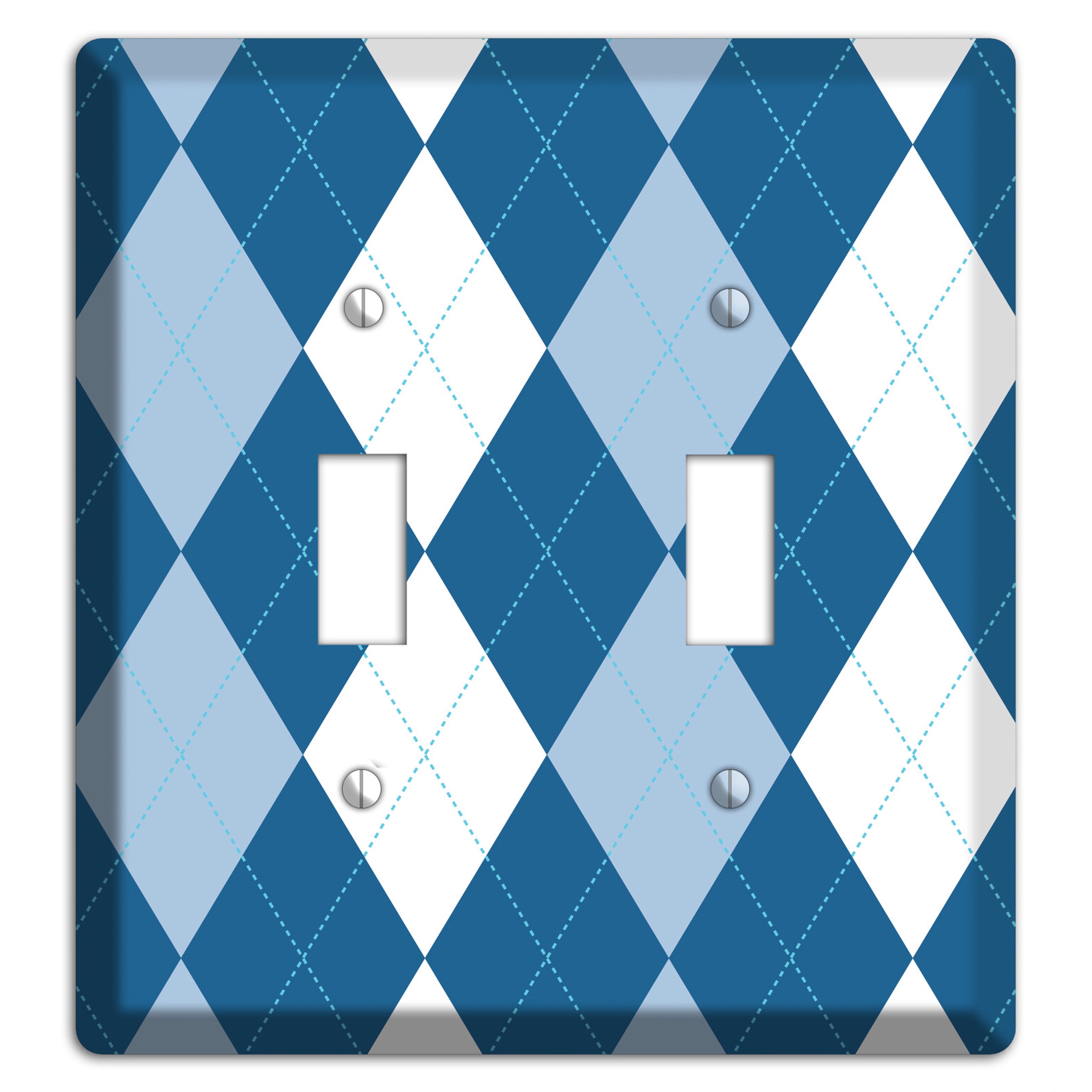 Blue Argyle 2 Toggle Wallplate