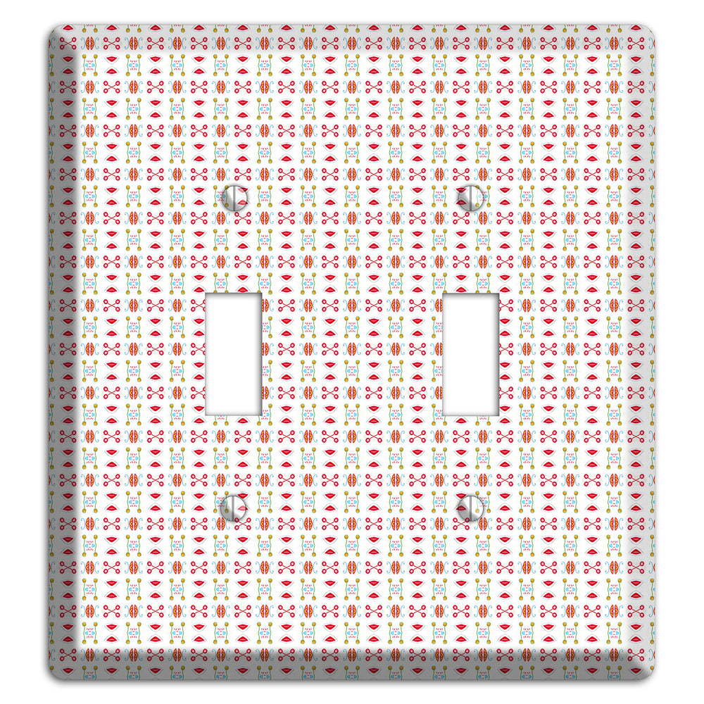 White Red Blue Olive Retro 2 Toggle Wallplate