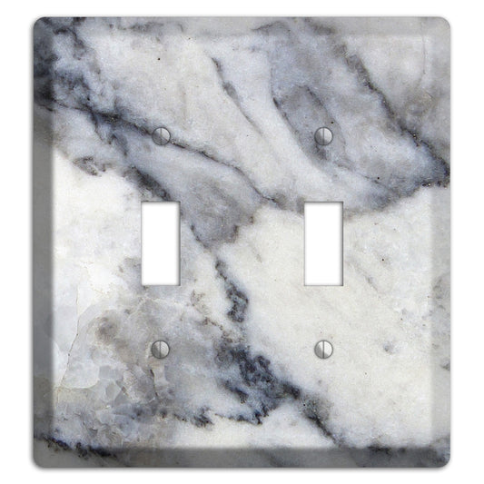 White and Grey Marble 2 Toggle Wallplate