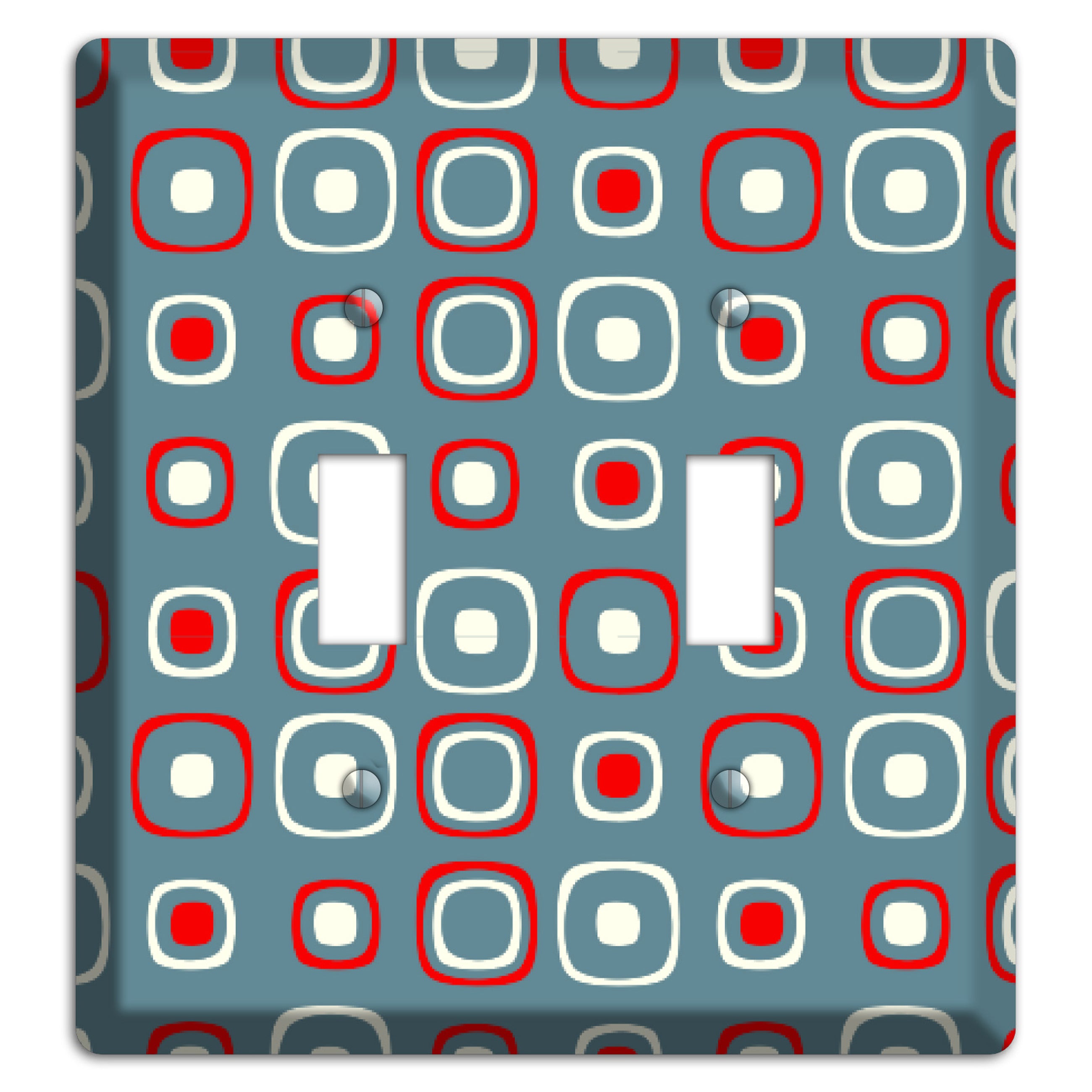 Blue and Red Rounded Squares 2 Toggle Wallplate