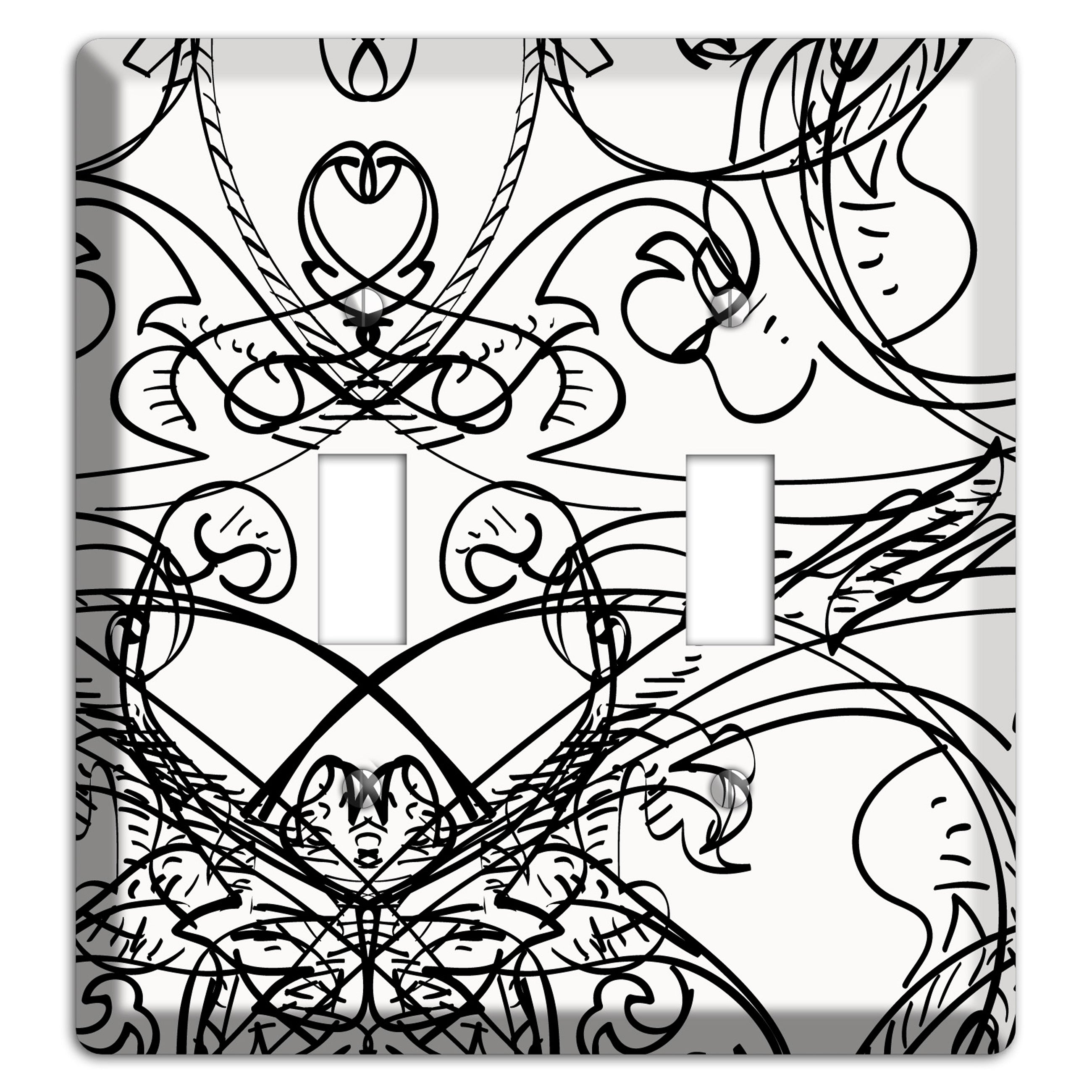 White Deco Sketch 2 Toggle Wallplate