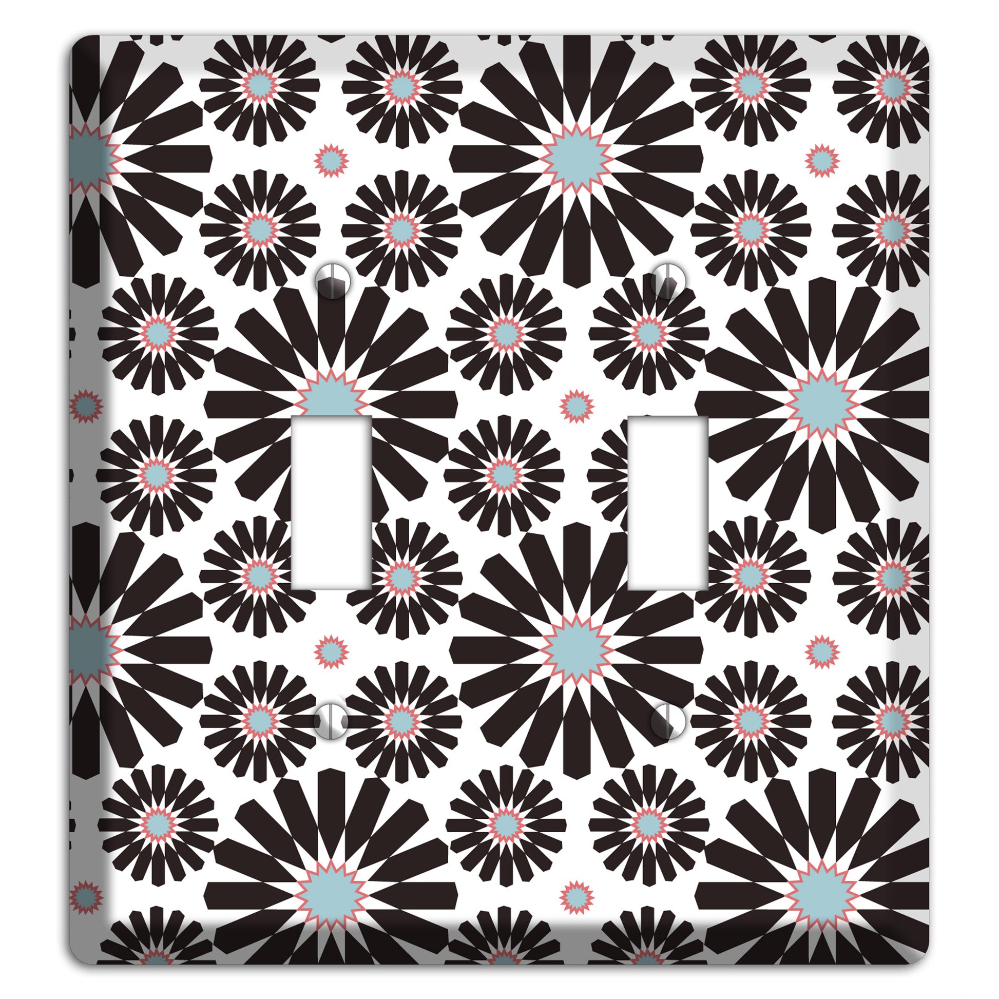 Dusty Blue Maroon Scandinavian Floral 3 2 Toggle Wallplate