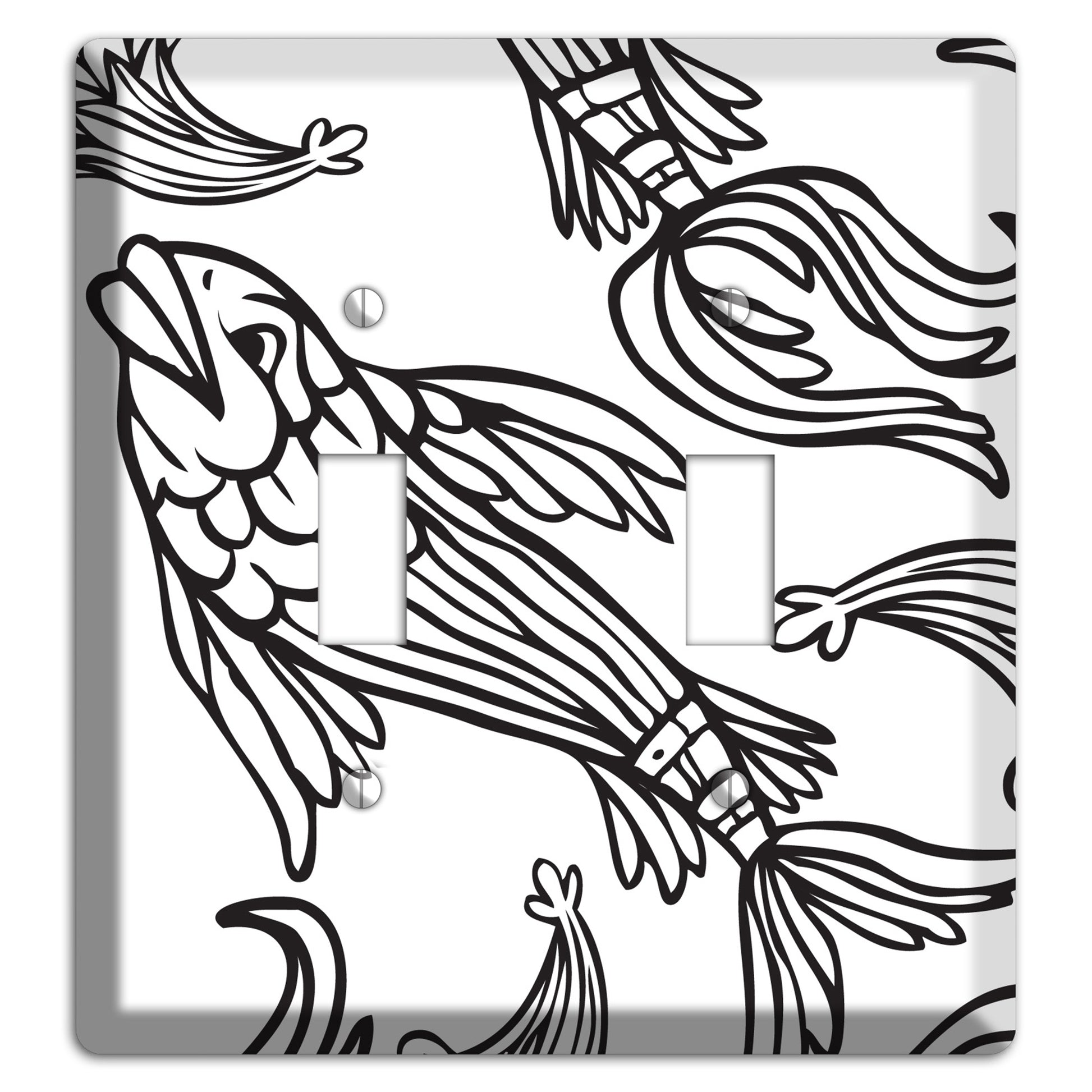 White and Black Koi 2 Toggle Wallplate