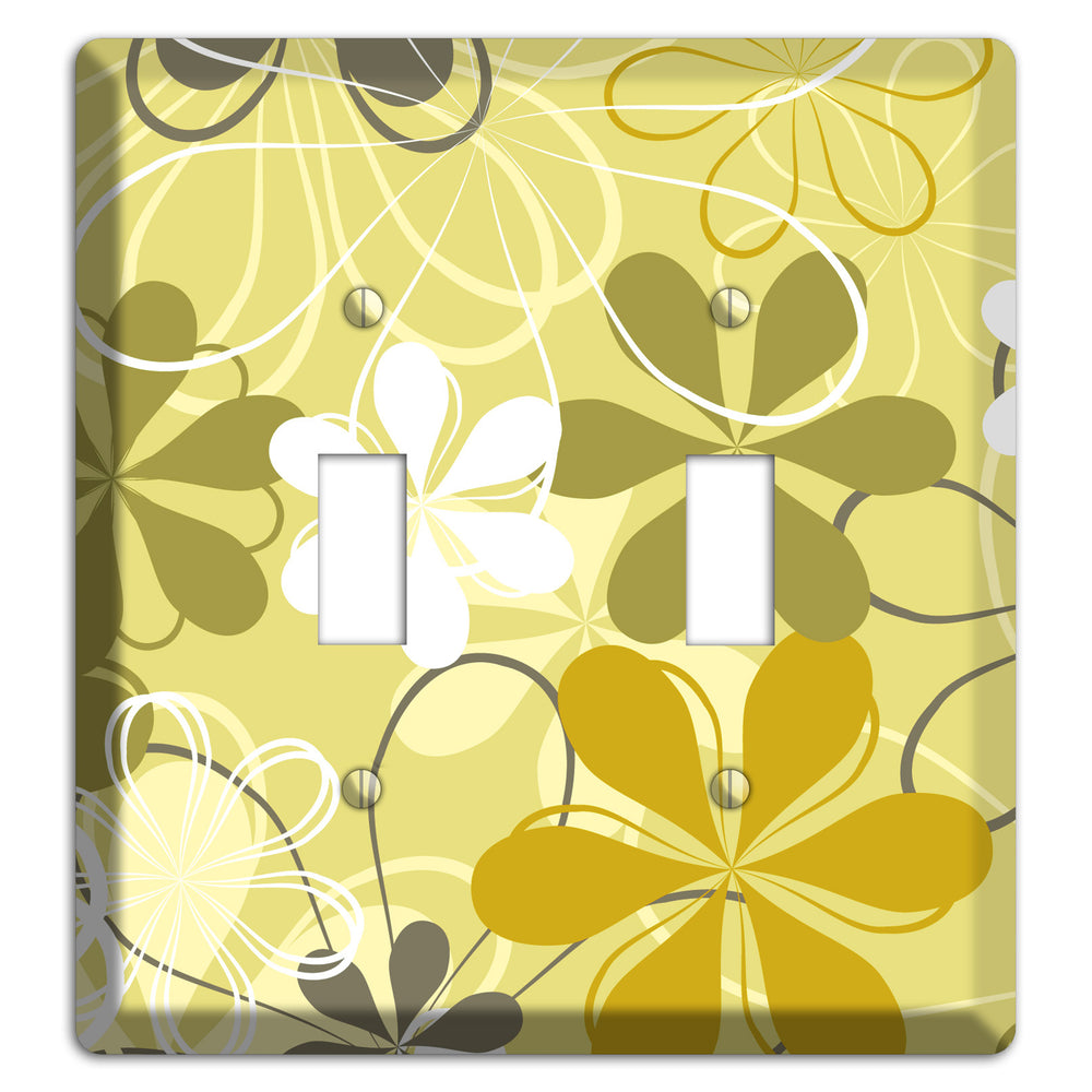 Olive Retro Flowers 2 Toggle Wallplate