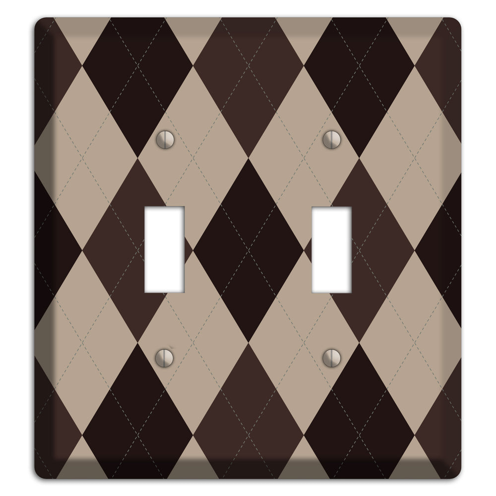 Brown and Beige Argyle 2 Toggle Wallplate