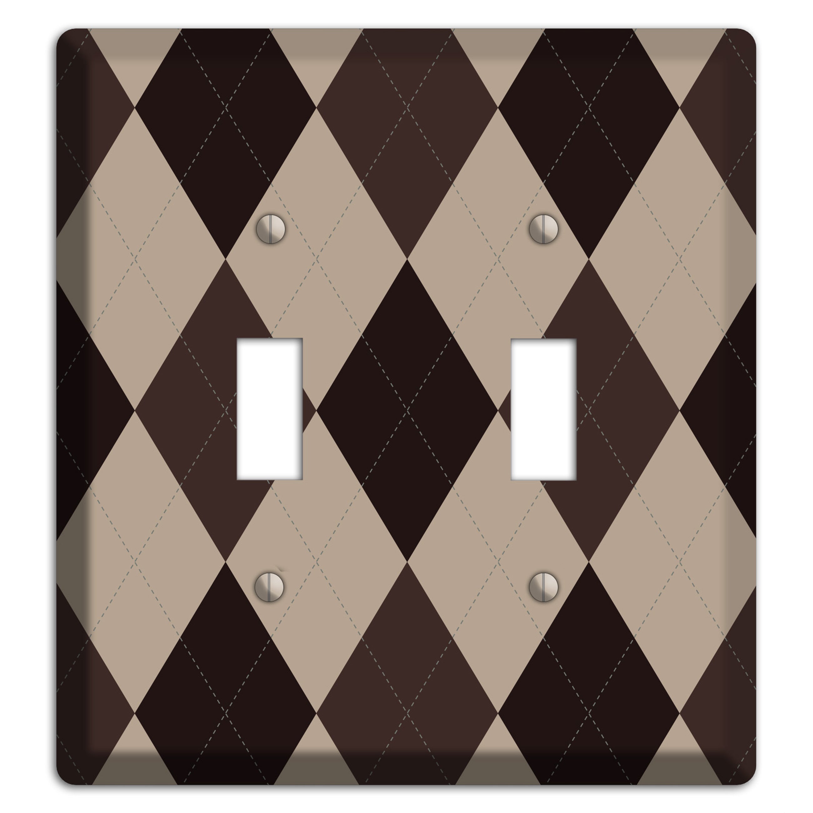 Brown and Beige Argyle 2 Toggle Wallplate