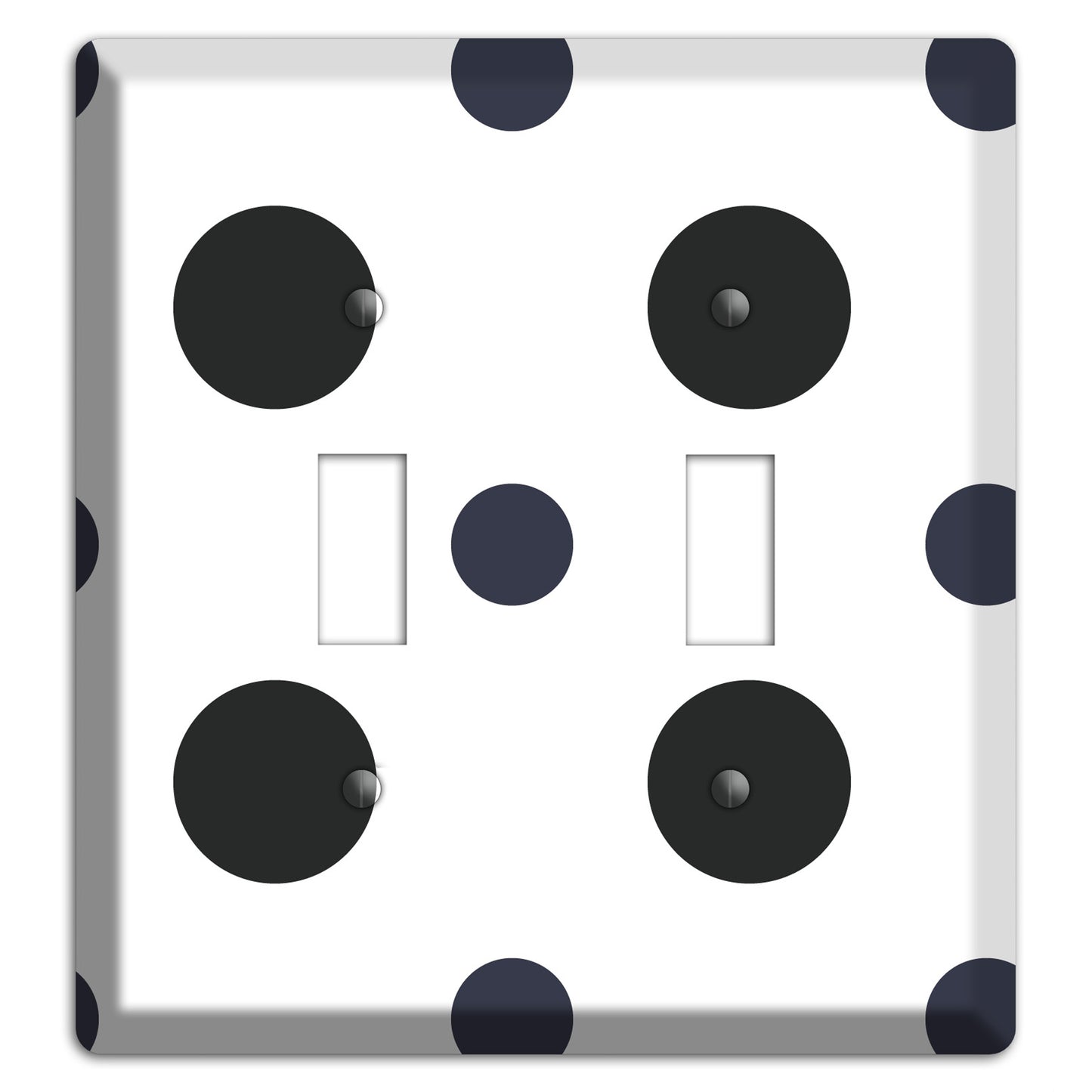 Black Multi Medium Polka Dots 2 Toggle Wallplate