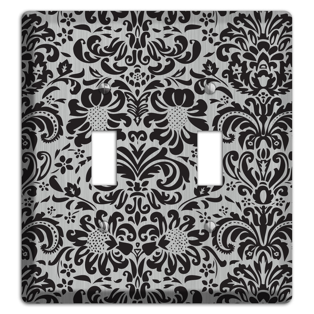 Black Toile Stainless Steel 2 Toggle Wallplate