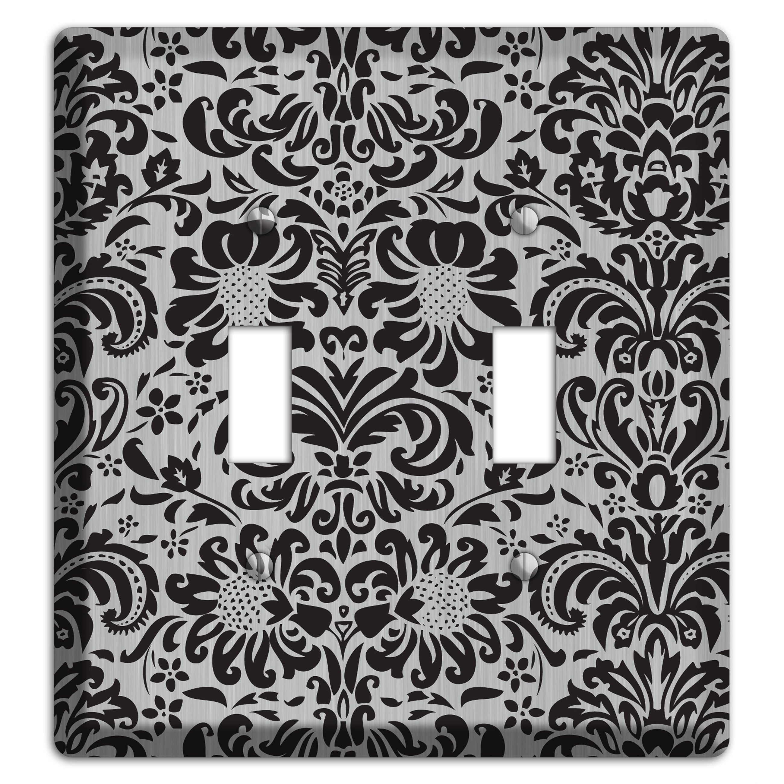 Black Toile  Stainless 2 Toggle Wallplate