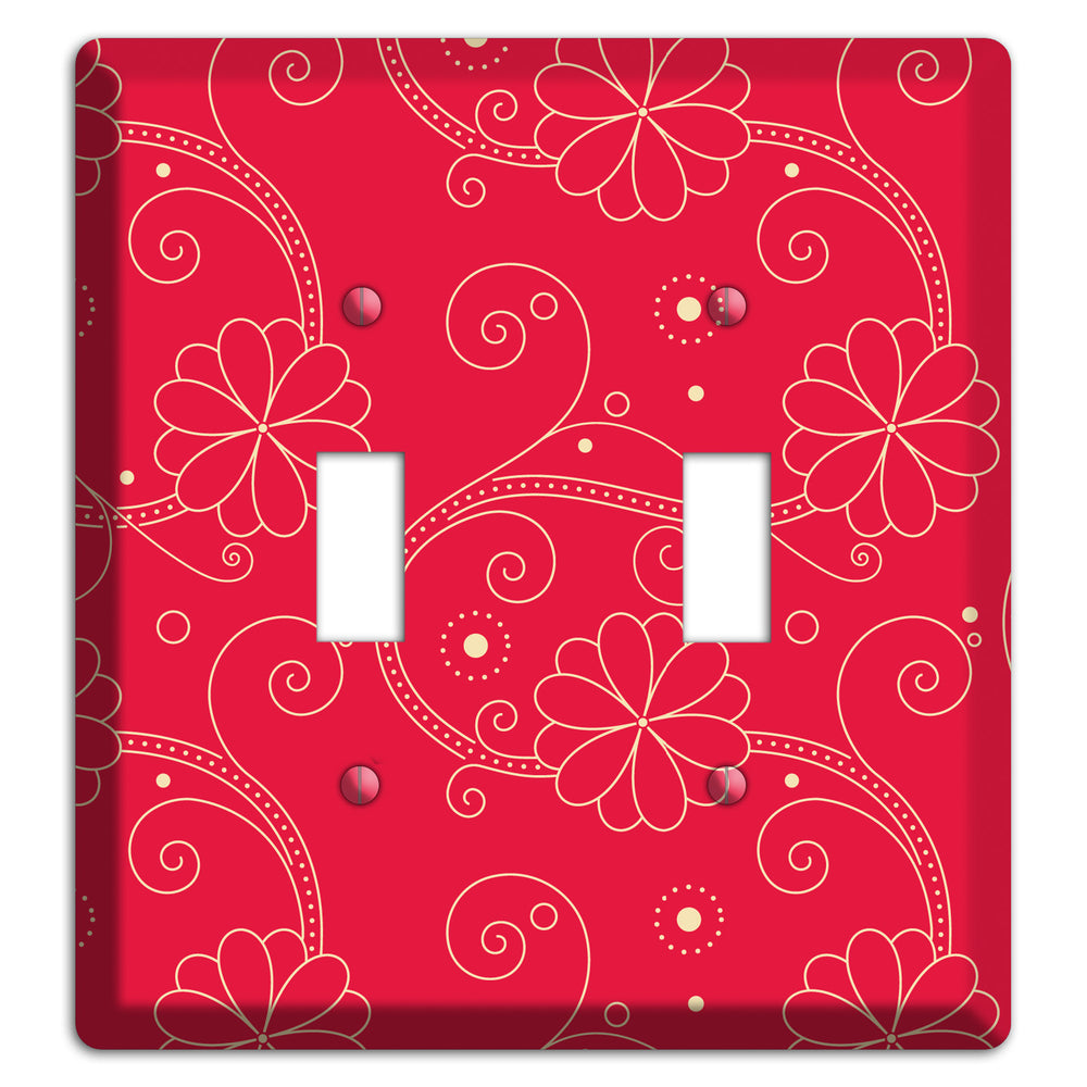 Red Floral Swirl 2 Toggle Wallplate