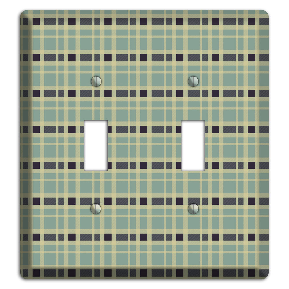 Sage and Black Plaid 2 Toggle Wallplate